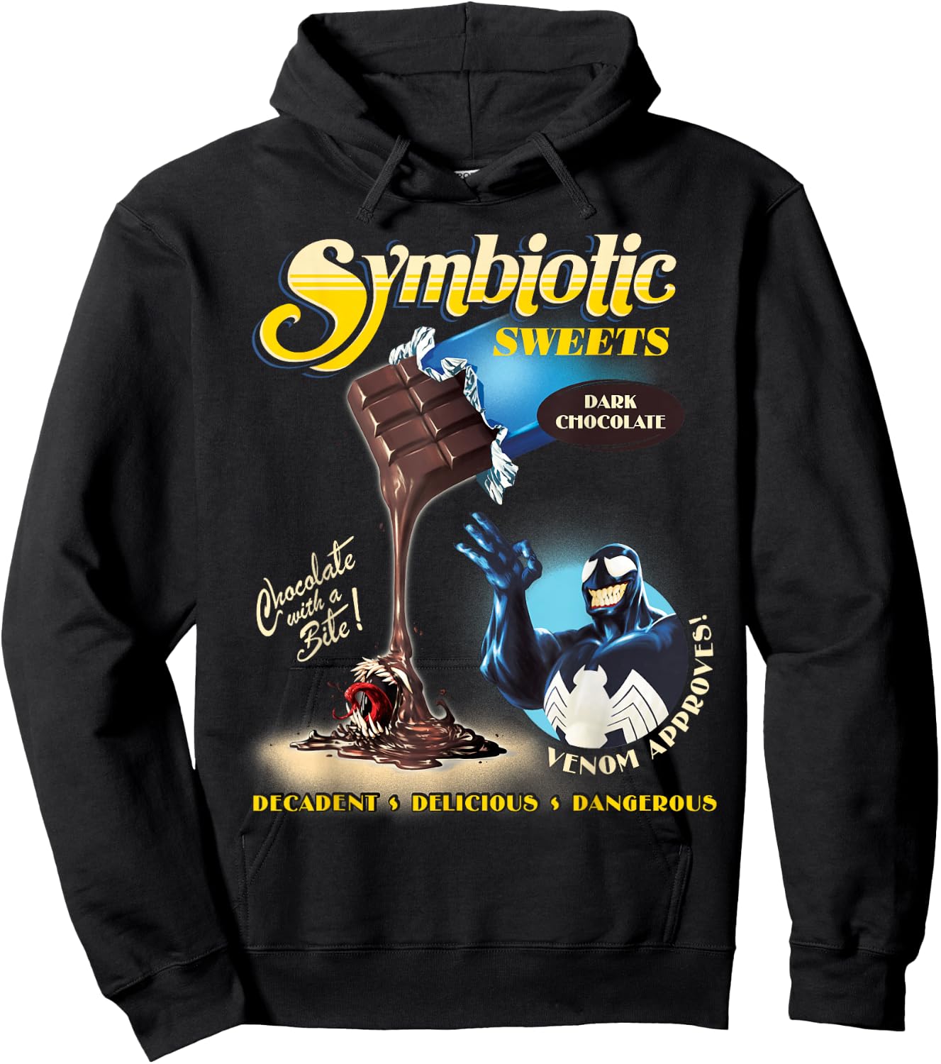 Marvel Venom Symbiotic Sweets Dark Chocolate with a Bite Hoodie - Hoodie | Black
