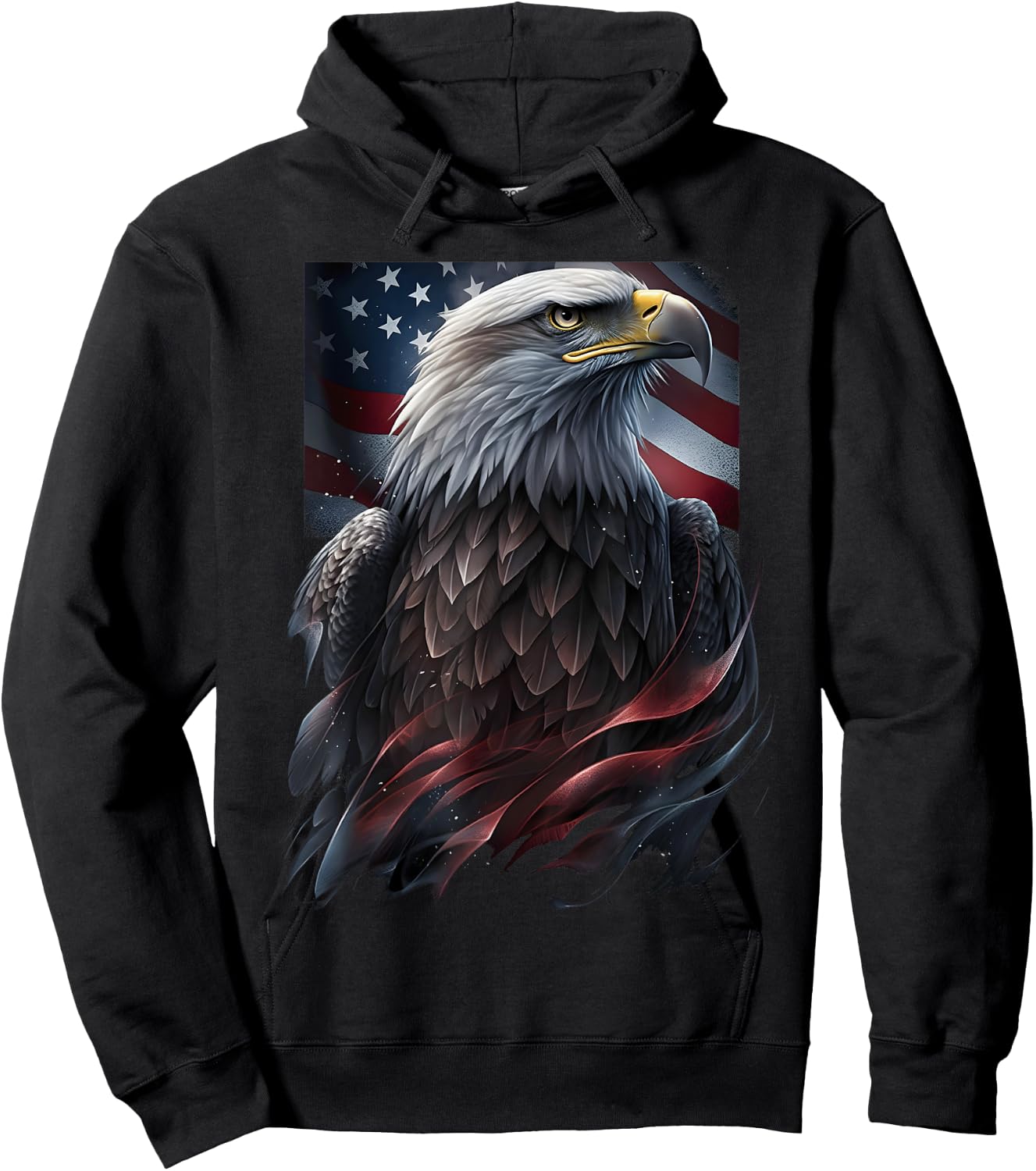 Eagle Bird 4th of July American Flag Veterans Memorial Hoodie - Hoodie | Black