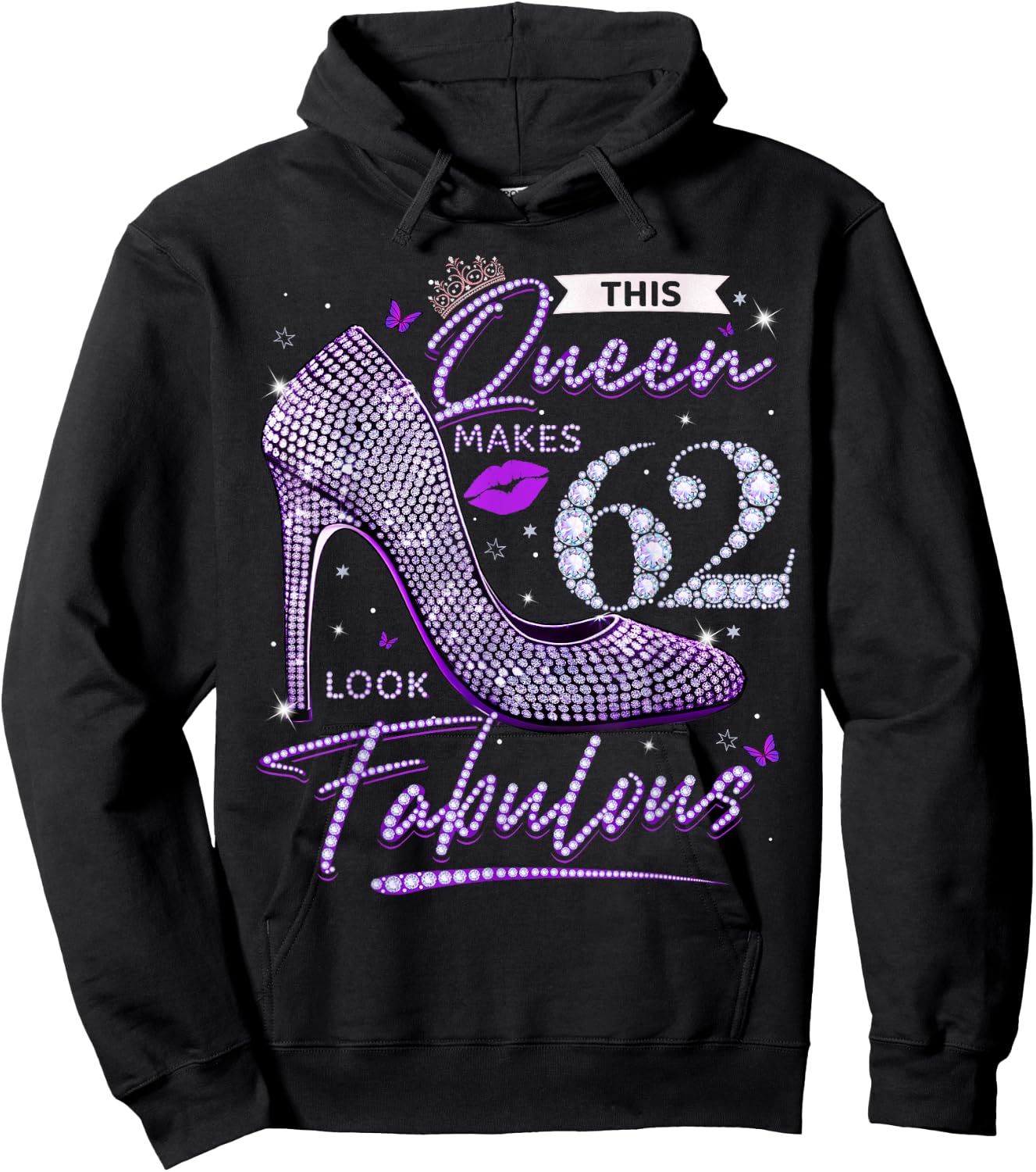 This Queen Makes 62 Looks Fabulous Shirt 62nd Birthday Women Hoodie - Hoodie | Black