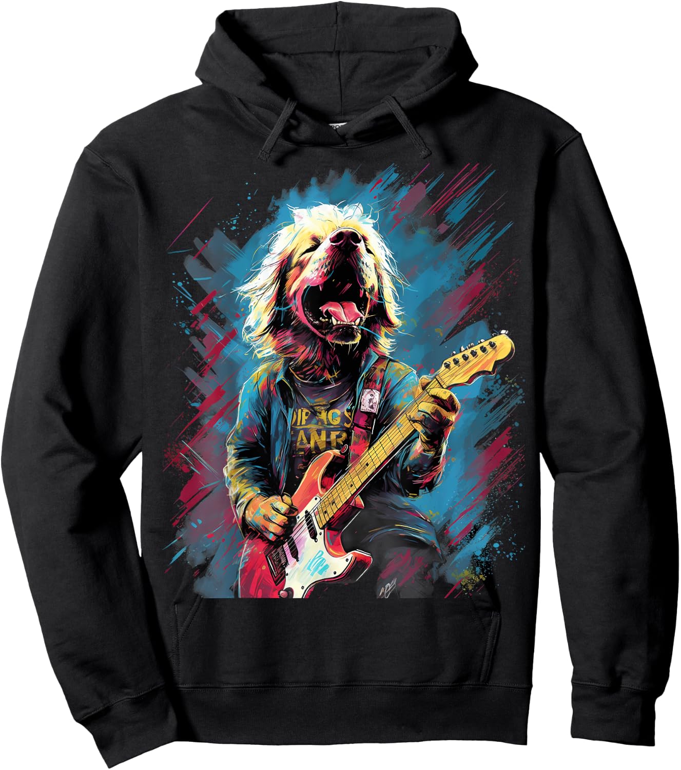 Rock Guitar Labrador Retriever Dog Guitarist Men Women Girls Kids Hoodie - Hoodie | Black