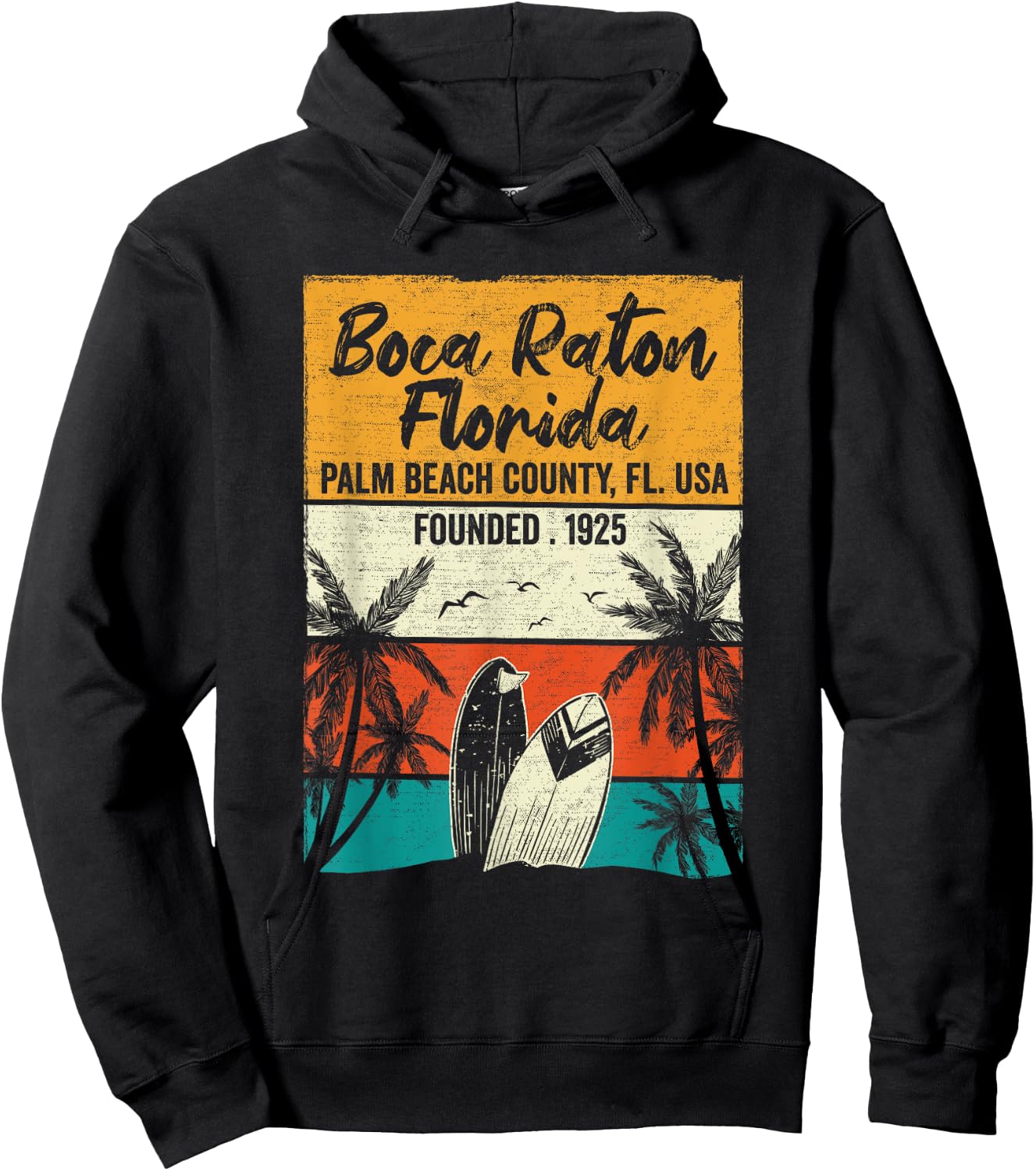 Retro Boca Raton FL Vintage Florida Men Women Kids Hoodie - Hoodie | Black