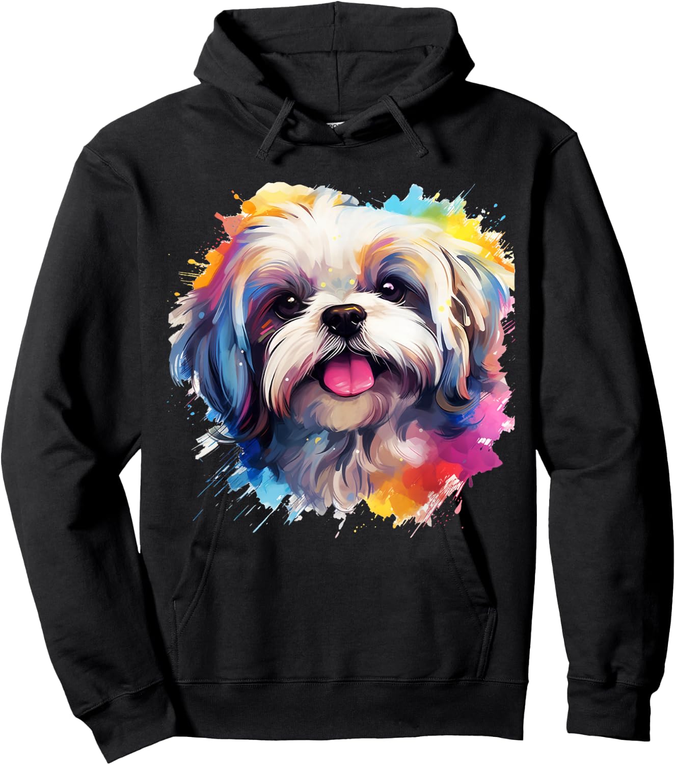 Shih-Tzu Portrait | Portrait Colour Artwork Hoodie - Hoodie | Black