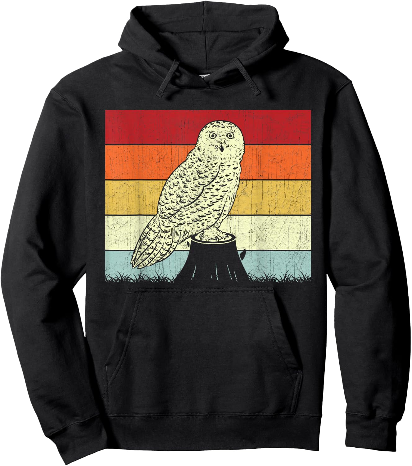 Snowy Owl Lovers Boys Girls Vintage Snowy Owl Design Retro Hoodie - Hoodie | Black