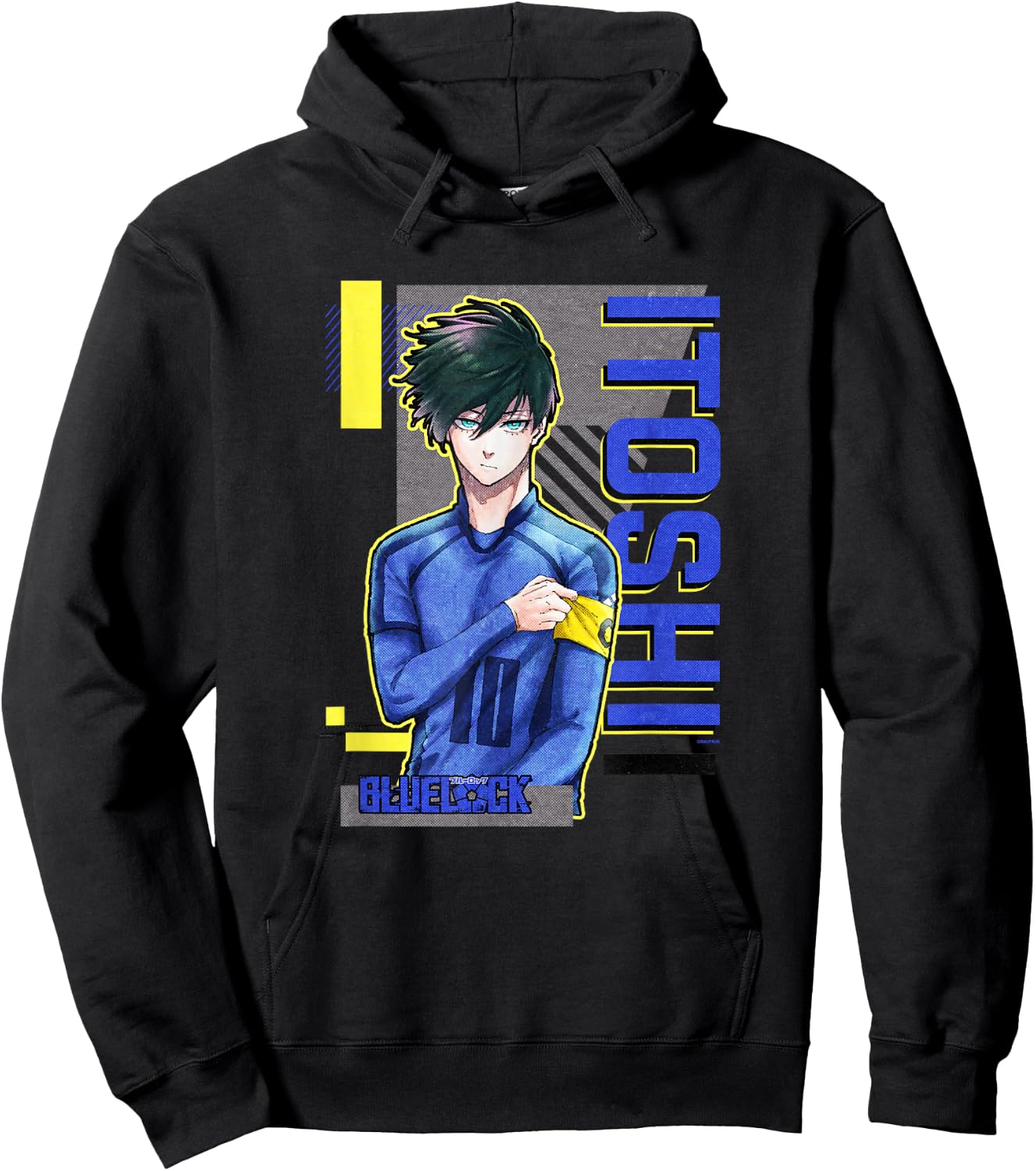 Blue Lock Rin Itoshi The Captain Big Chest Neon Portrait Hoodie - Hoodie | Black