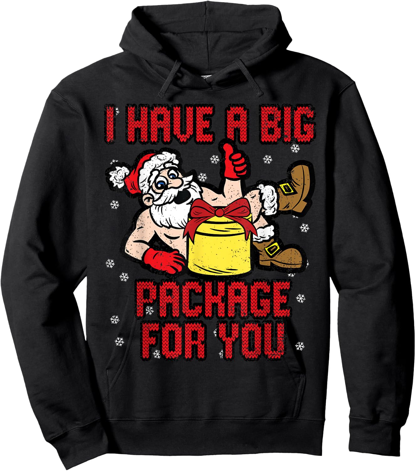 I Have A Big Package Christmas Funny X-Mas Santa Men Hoodie - Hoodie | Black