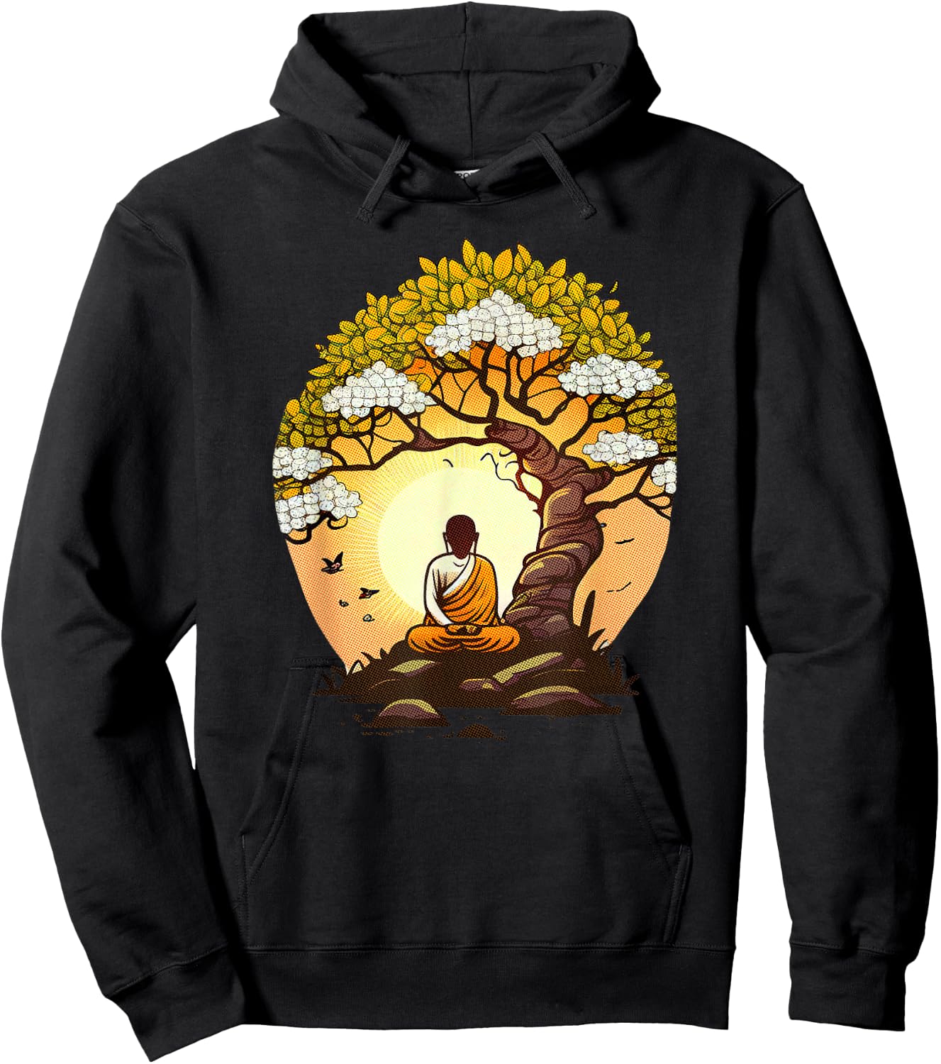 Buddha Sitting Under a Tree - Zen Meditation Lover Hoodie - Hoodie | Black