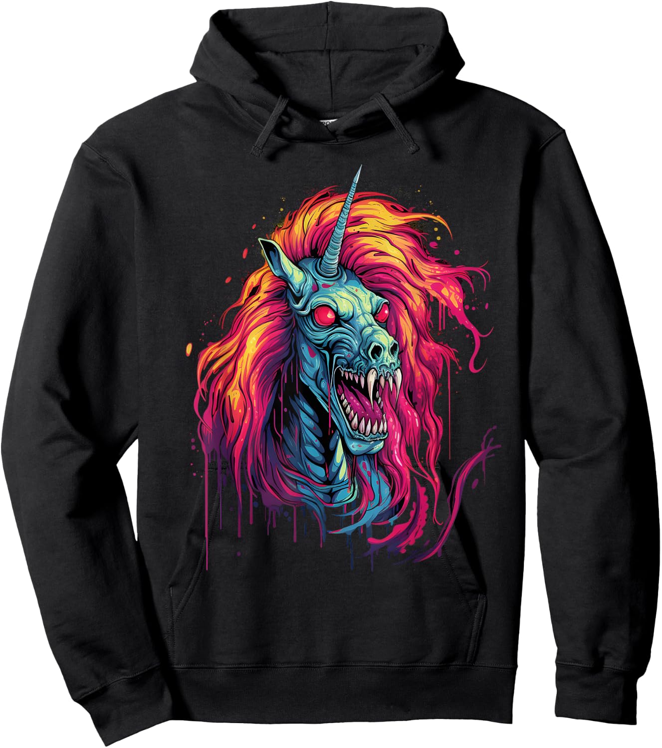 Halloween Zombie Unicorn Skull Colorful Halloween Graphic Hoodie - Hoodie | Black