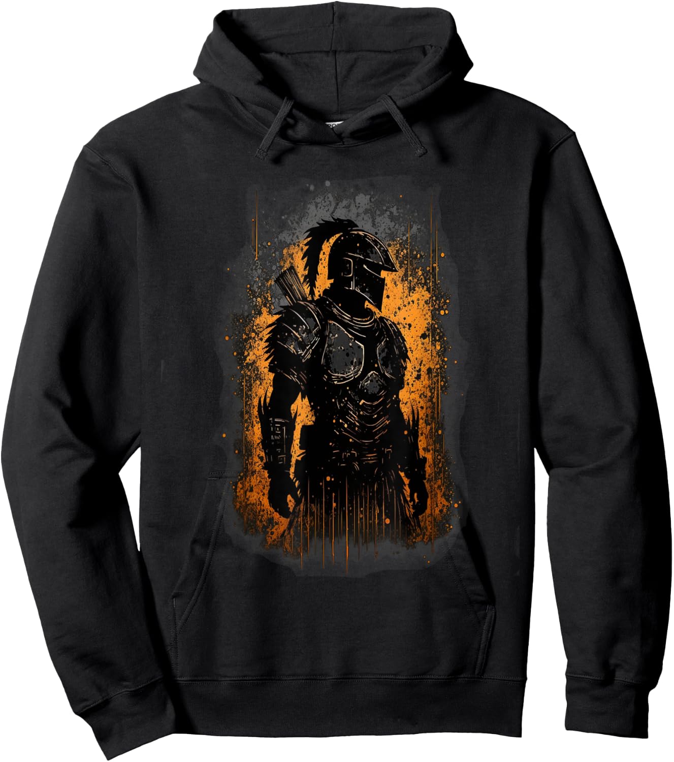 Spartan Warrior Grunge Graphic Hoodie - Hoodie | Black