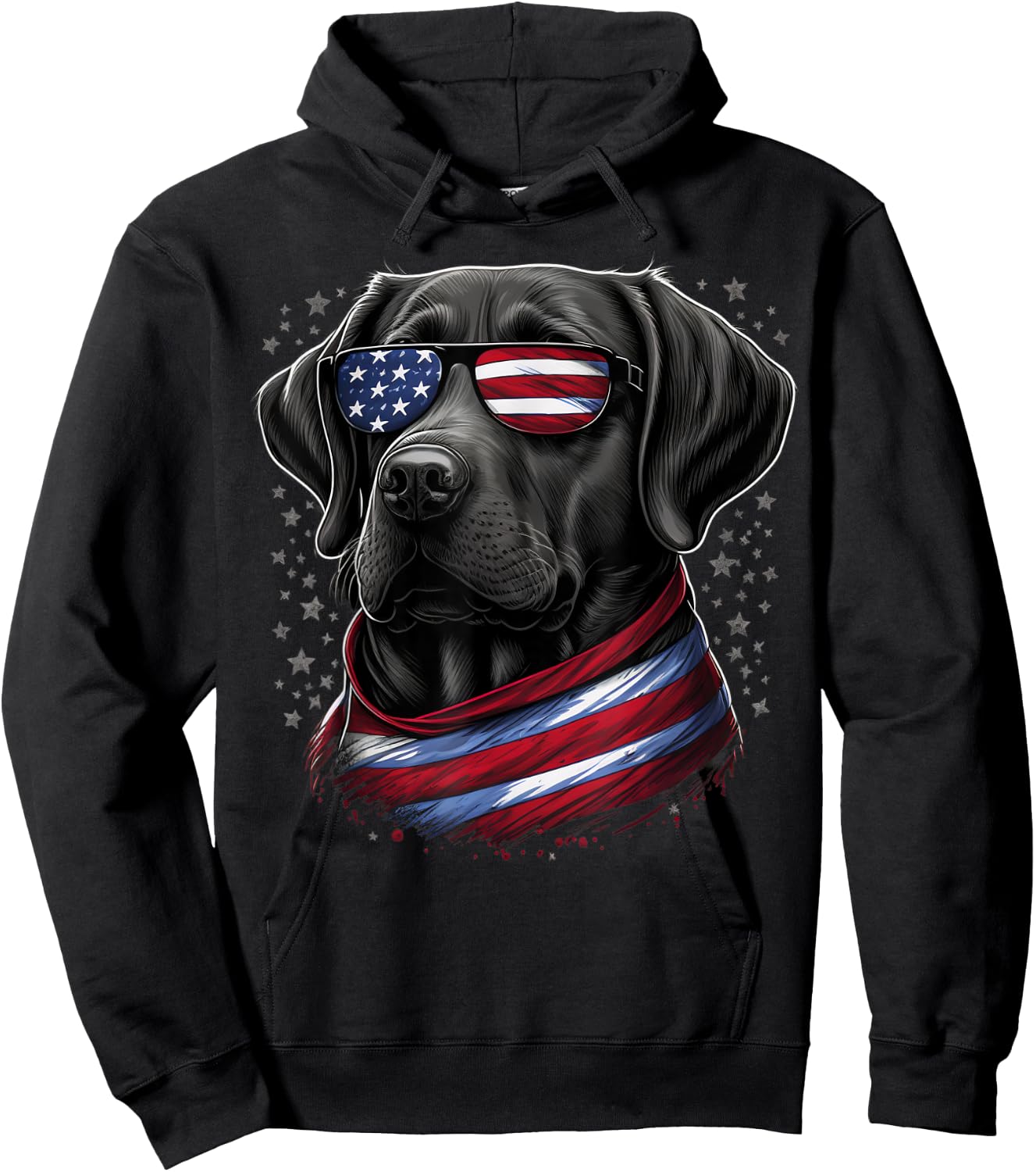 USA 4th Of July Patriotic American Labrador Retriever Kids Men Hoodie - Hoodie | Black