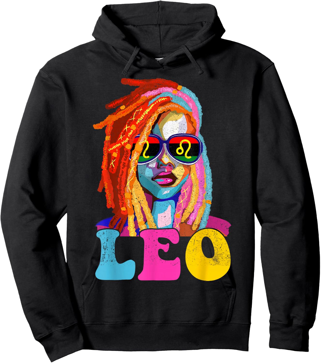 Leo Queen African American Loc'd Women Zodiac Sign Hoodie - Hoodie | Black