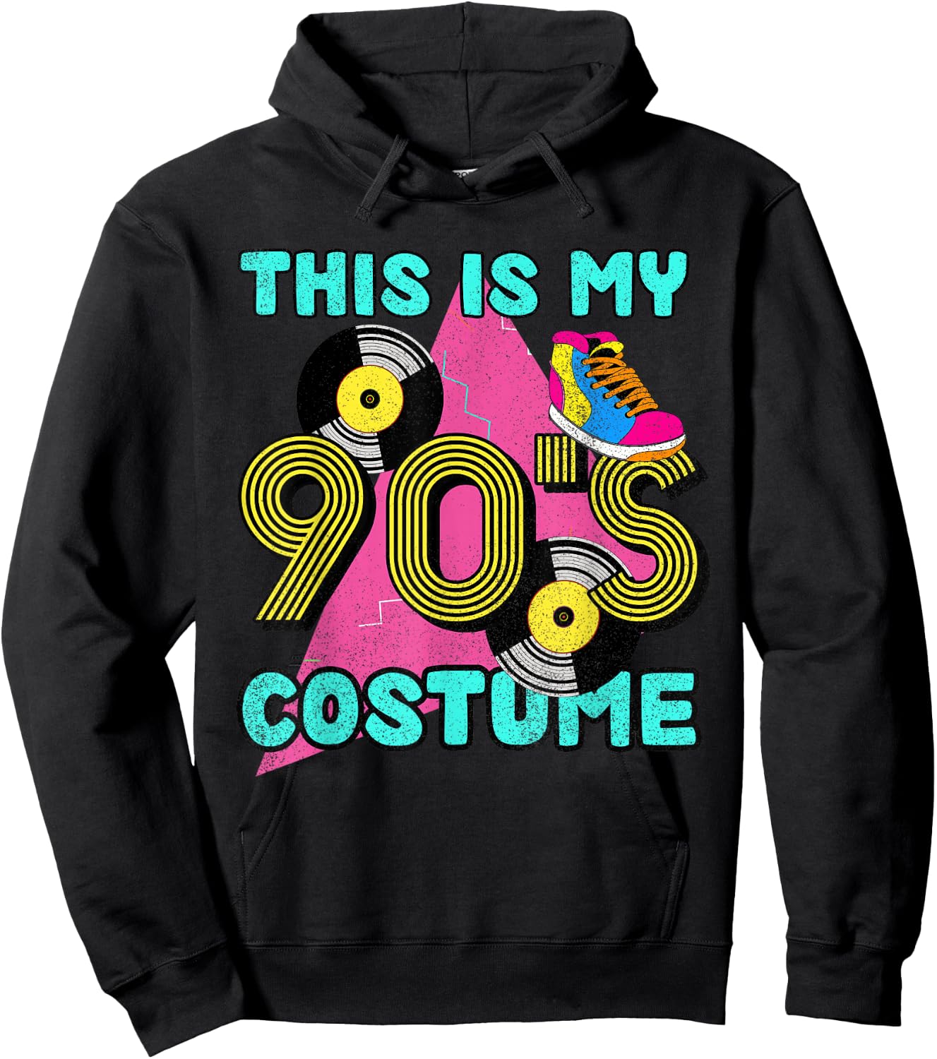 This Is My 90s Costume 1990s Theme Party Vinyl Nineties Hoodie - Hoodie | Black