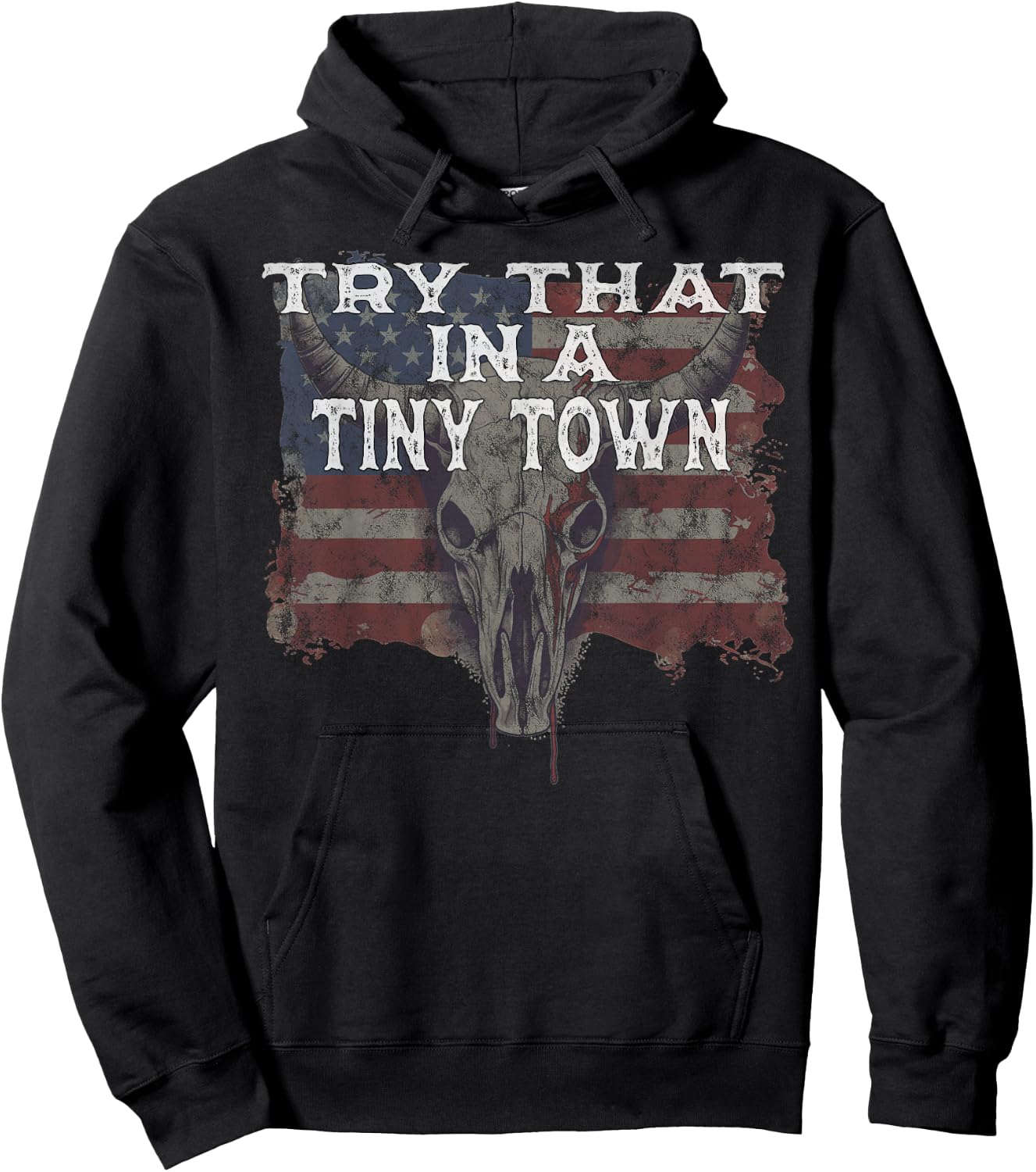 Try That In A Tiny Town Shirt Vintage Country Music Lover Hoodie - Hoodie | Black