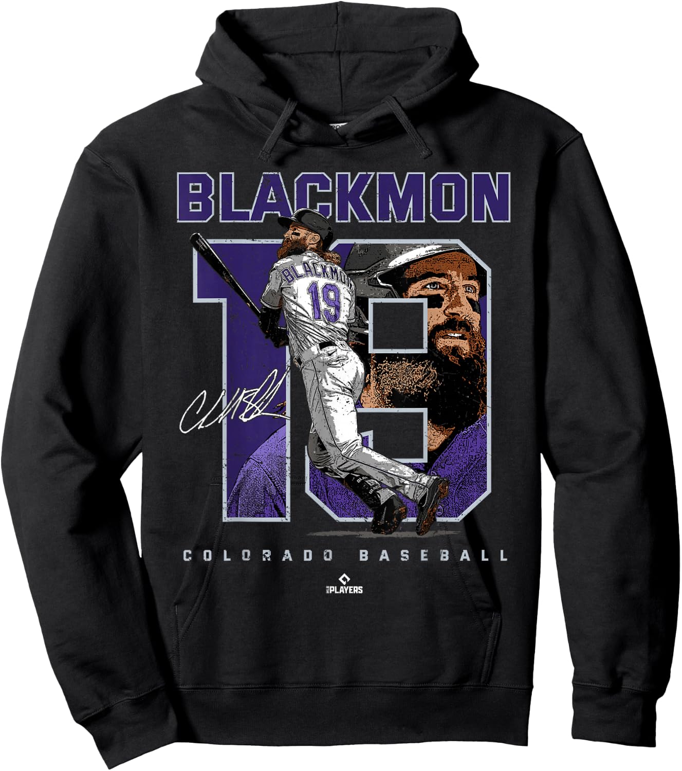 Number and Portrait Charlie Blackmon Colorado MLBPA Hoodie - Hoodie | Black