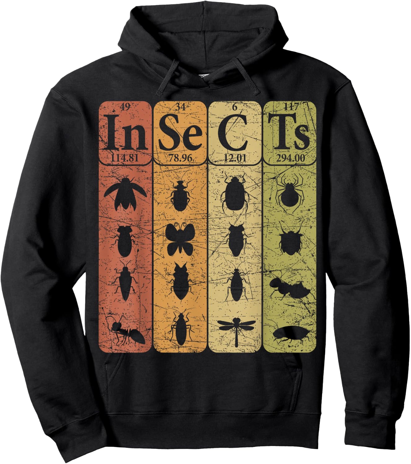 Insects Periodic Table Elements Entomologist Retro Bugs Hoodie - Hoodie | Black