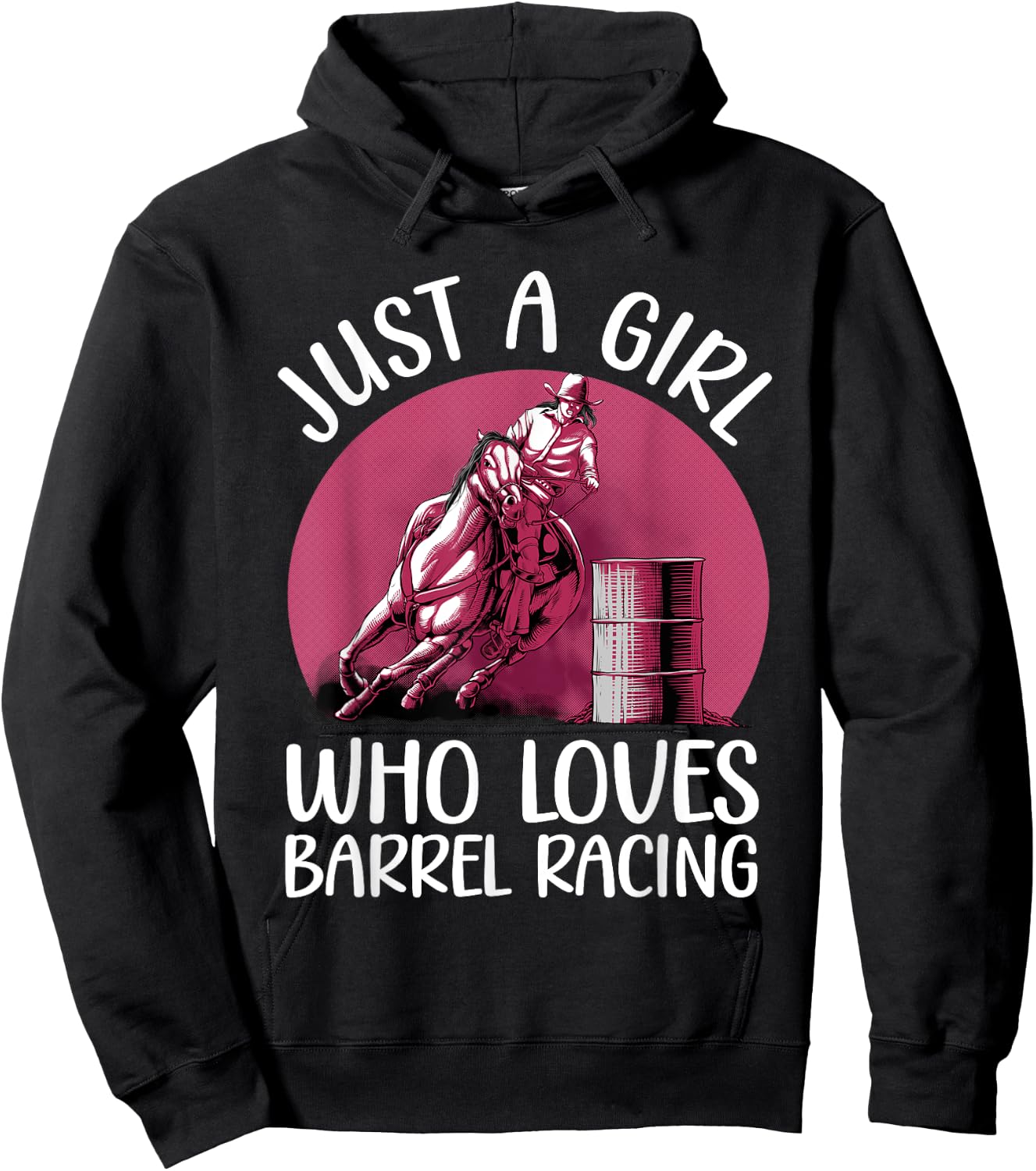 Funny Barrel Racing Art For Girls Women Barrel Racer Cowgirl Hoodie - Hoodie | Black