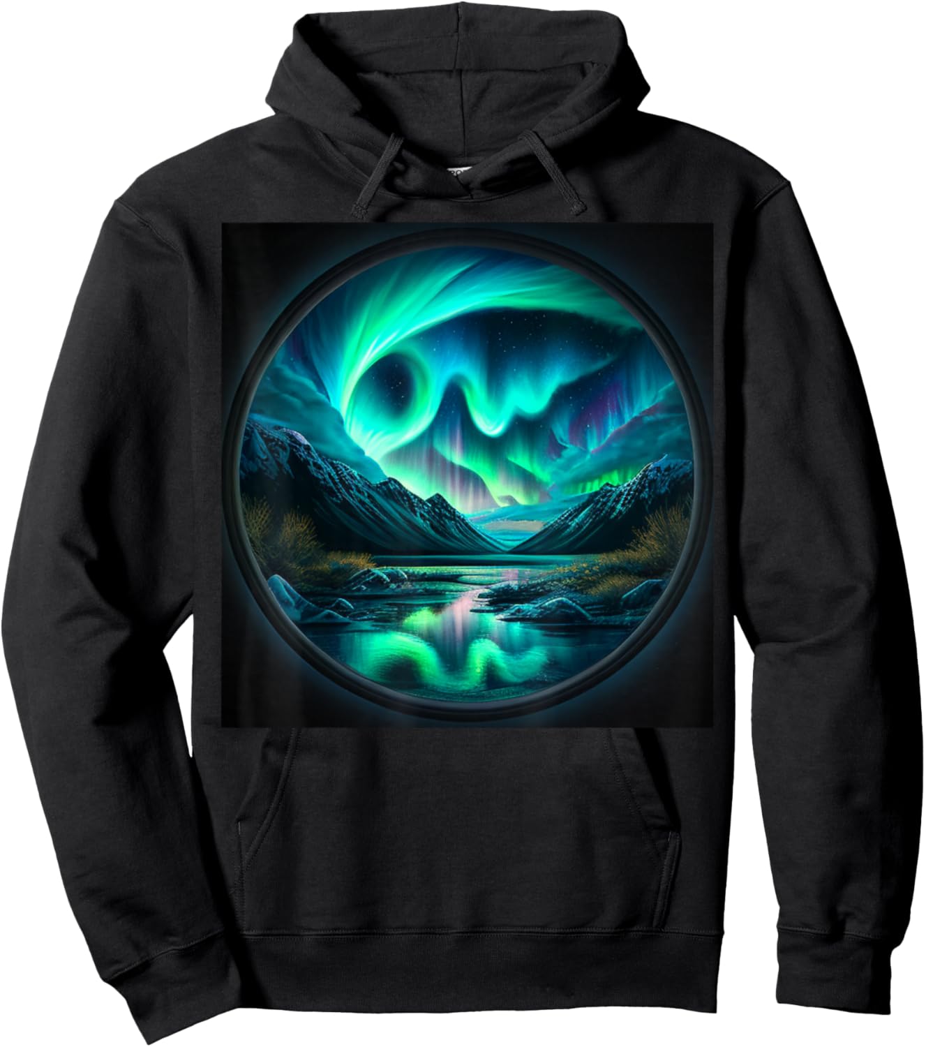 Alaska Aurora Borealis Nature Art for Hiking and Camping Hoodie - Hoodie | Black