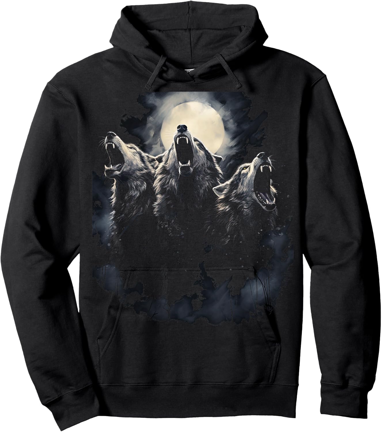 Wolves Howl to the Moon Wolf Wild Animals Hoodie - Hoodie | Black