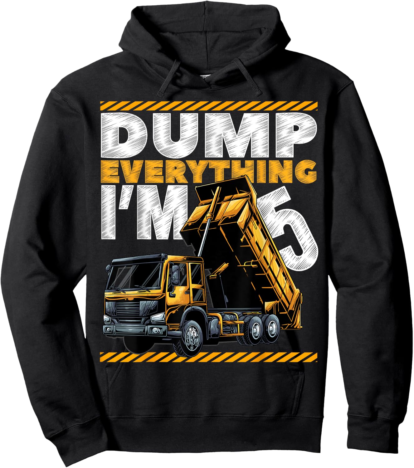 5th Birthday Construction Truck Dump Everything I'm 5 Bday Hoodie - Hoodie | Black