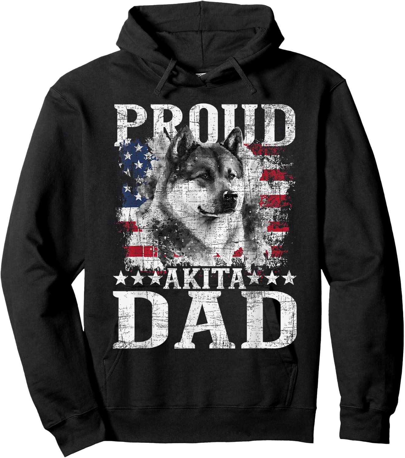 Proud Akita Dad - Patriotic Father's Day Canine Dog Lover Kids Men Hoodie - Hoodie | Black