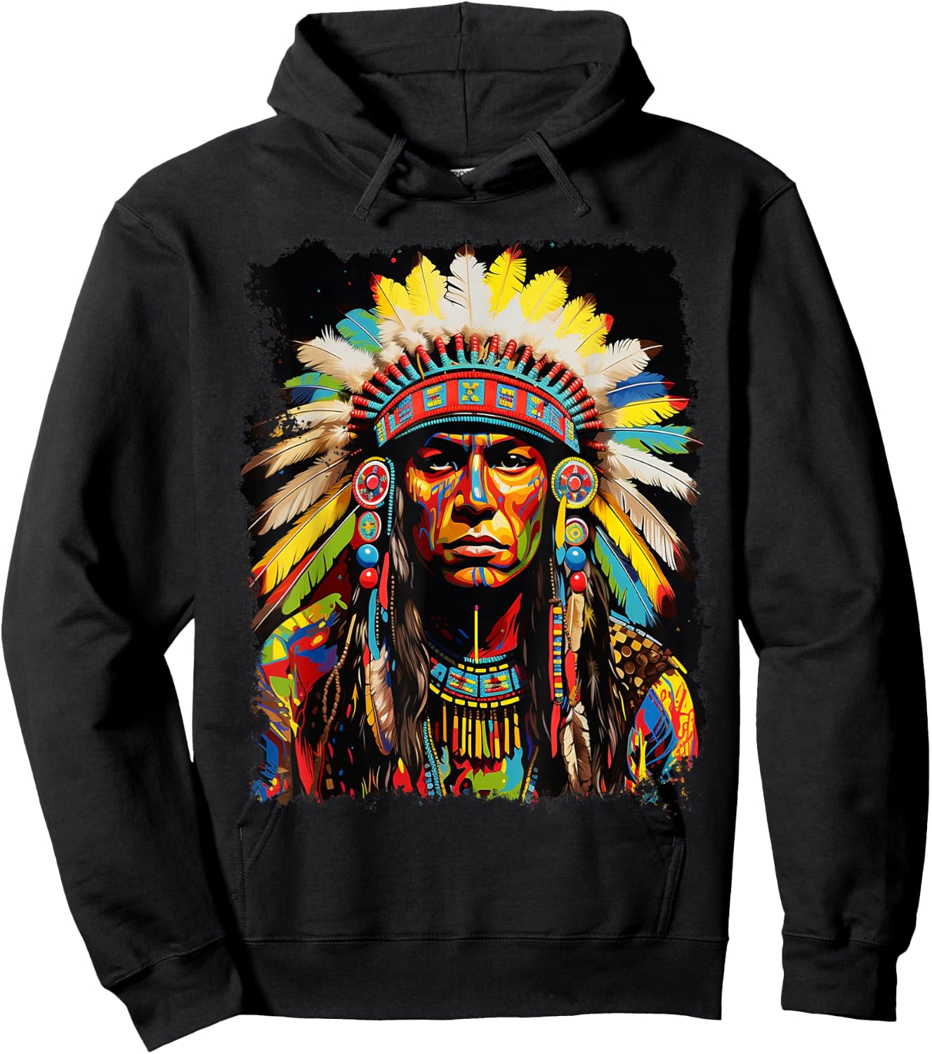 Wolf Native American Design Hoodie - Hoodie | Black