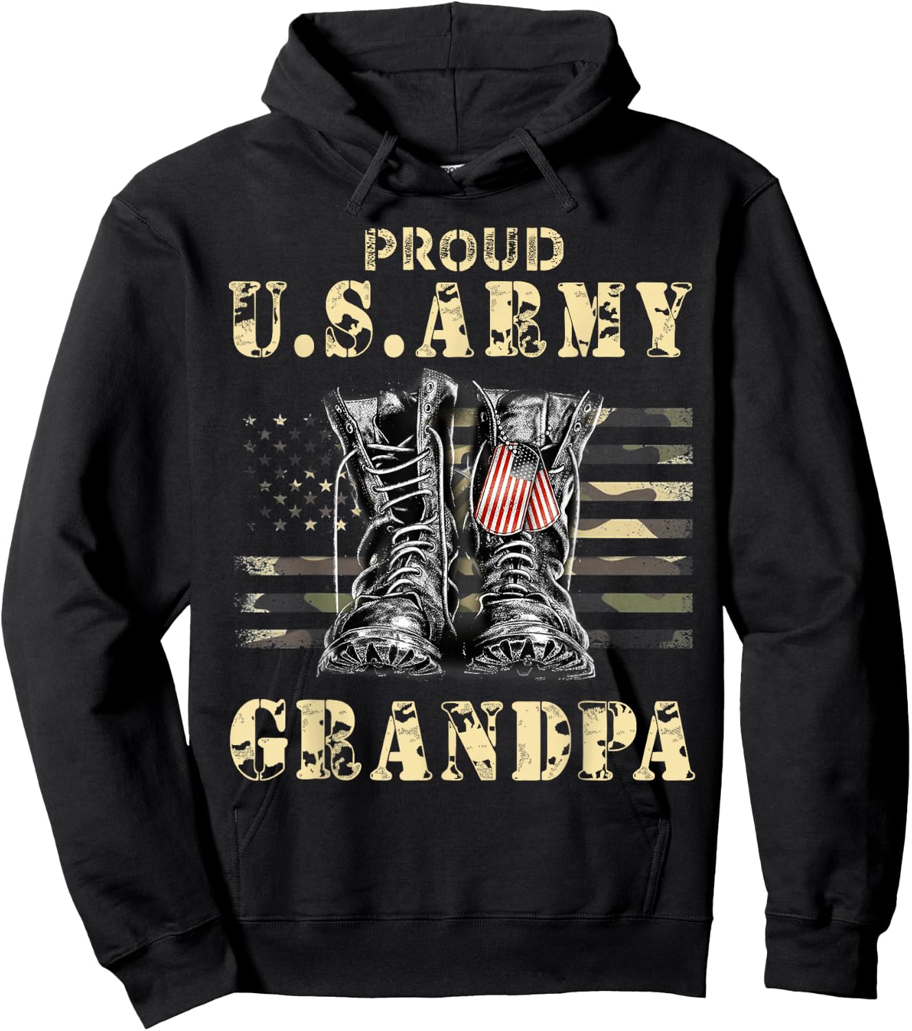 U.S. Patriot U.S. Flag Proud U.S. Army Grandpa Hoodie - Hoodie | Black