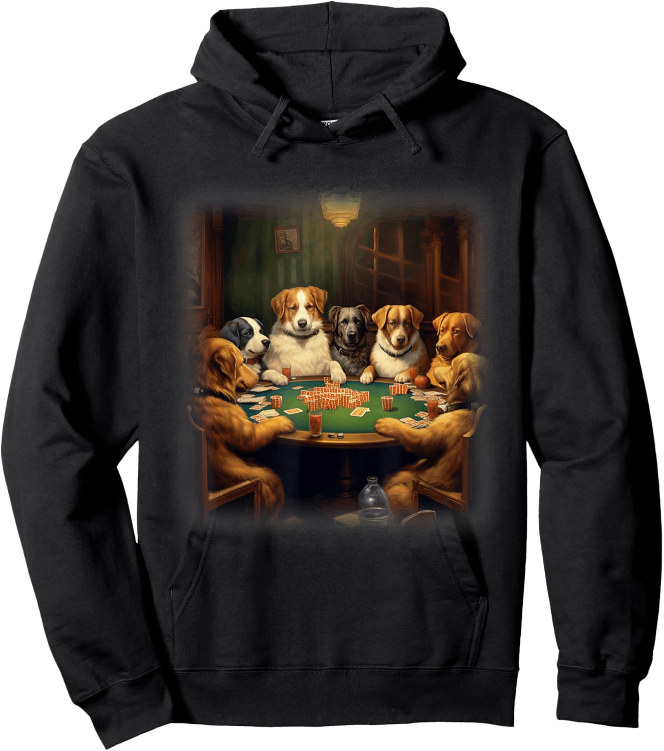 Dogs Playing Poker | A Friend in Need | Funny Dog Lover Art Men Women Hoodie - Hoodie | Black
