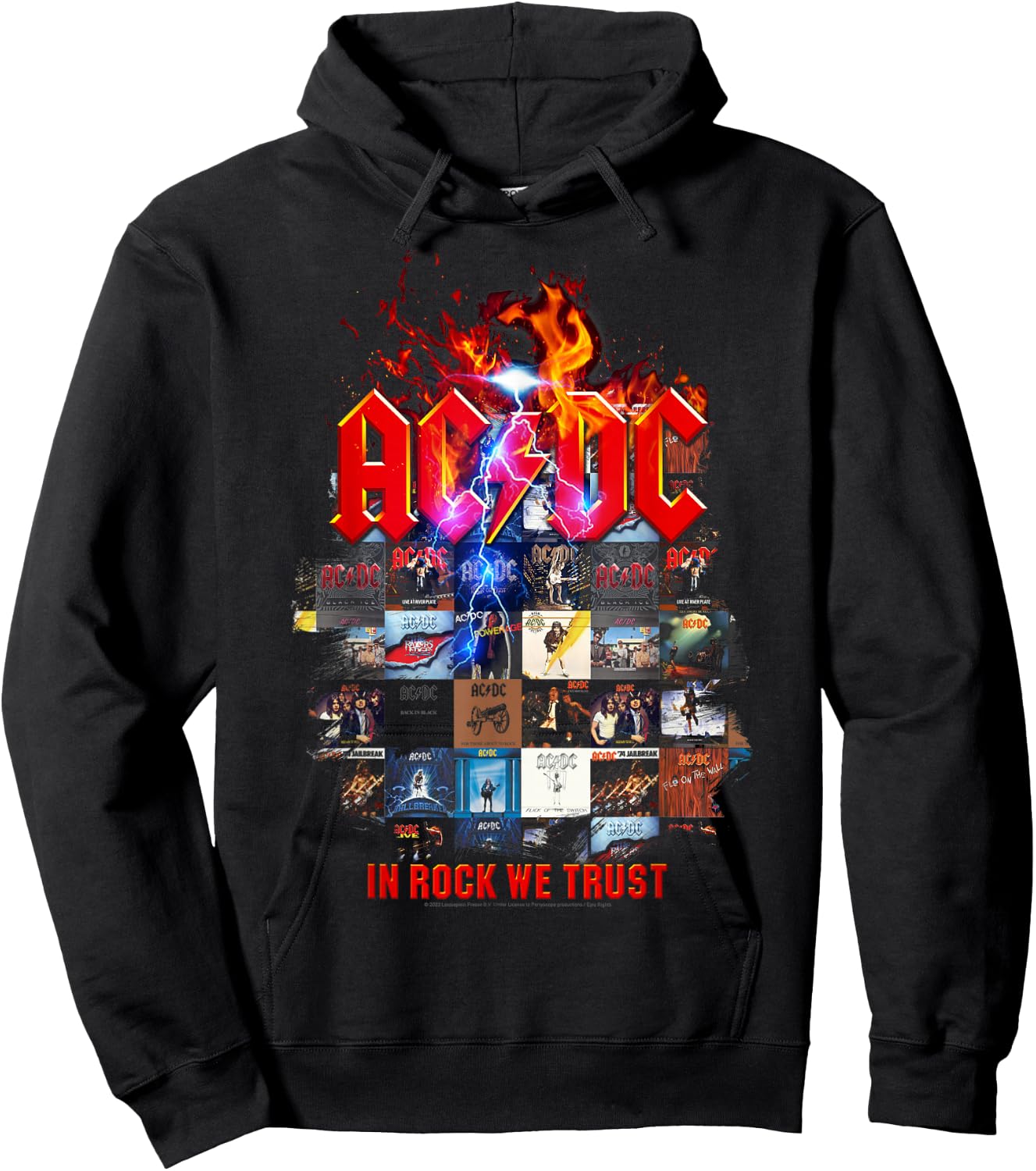 Official AC/DC In Rock We Trust Album Covers Rock Band Music Hoodie - Hoodie | Black