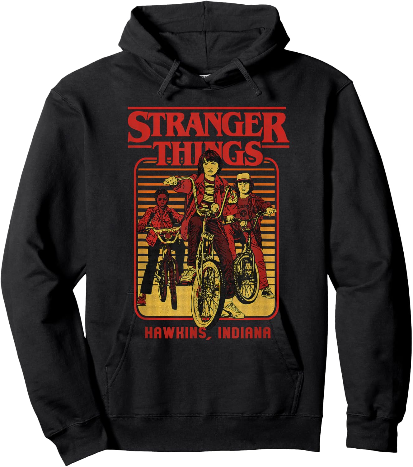 Stranger Things Retro Vintage Hawkins Indiana Bike Group Hoodie - Hoodie | Black