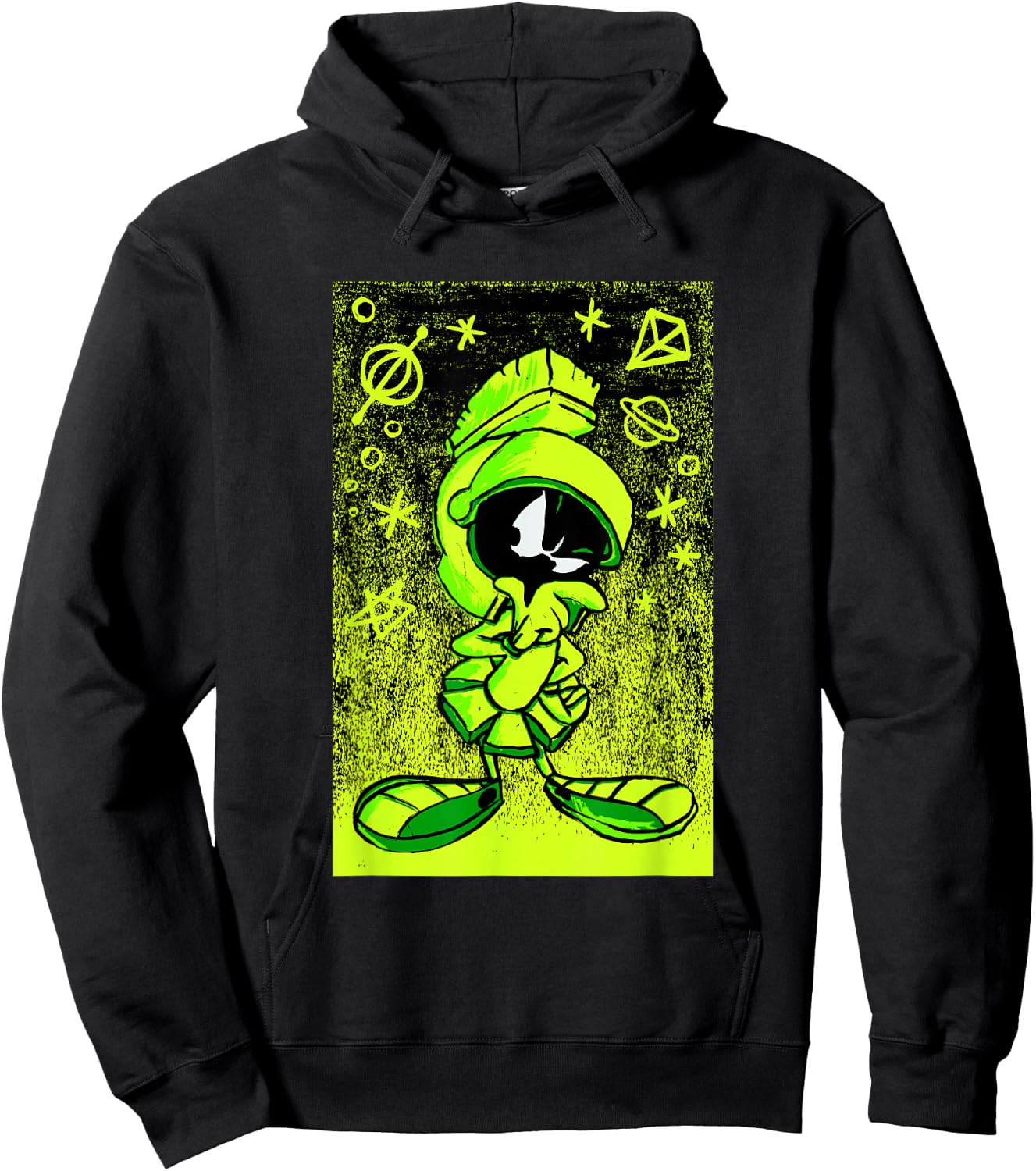 WB100 Looney Tunes Marvin The Martian Etching Portrait Hoodie - Hoodie | Black