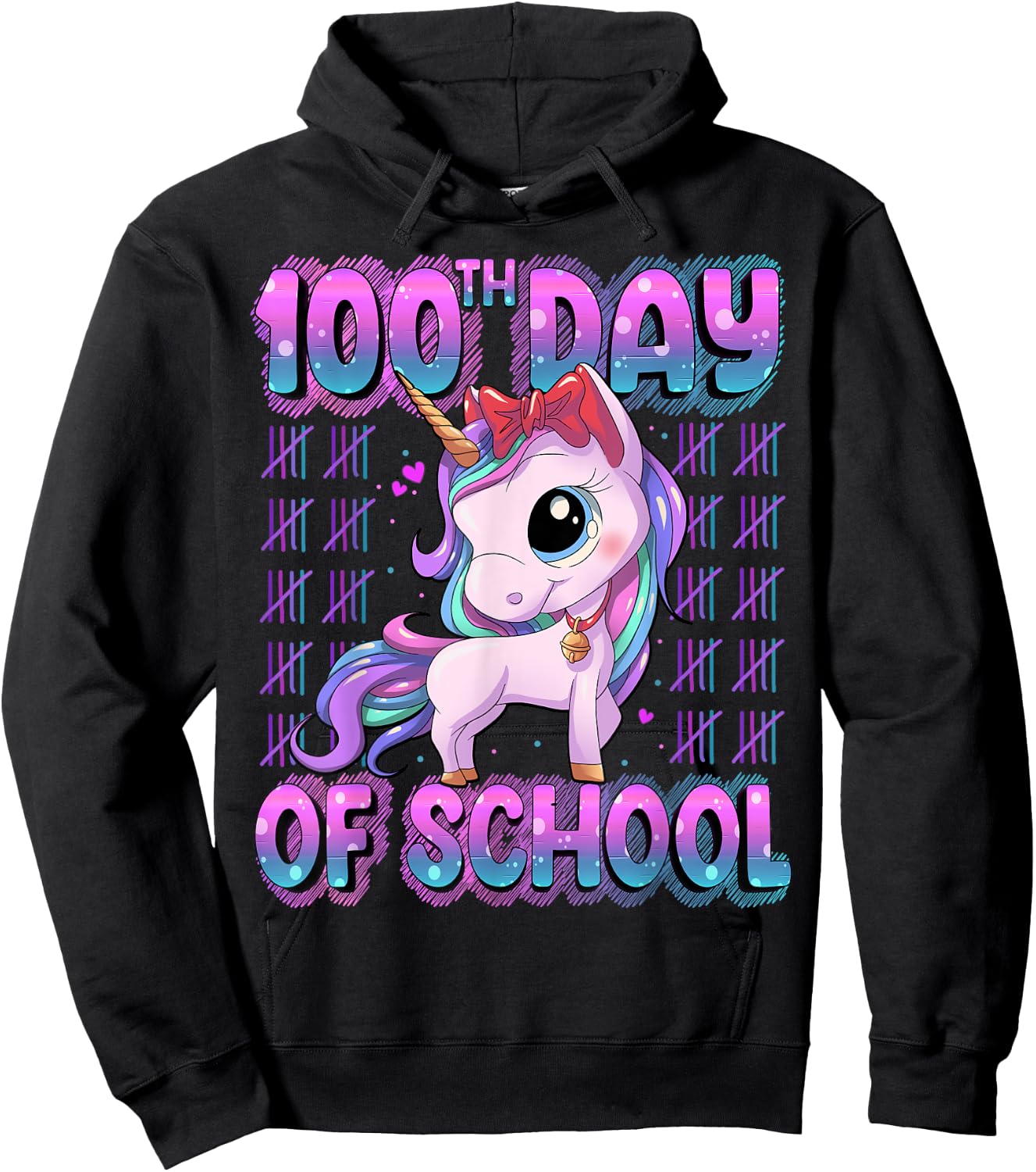 100 Days Of School Shirt Unicorn 100 Days Smarter 100th Day Hoodie - Hoodie | Black
