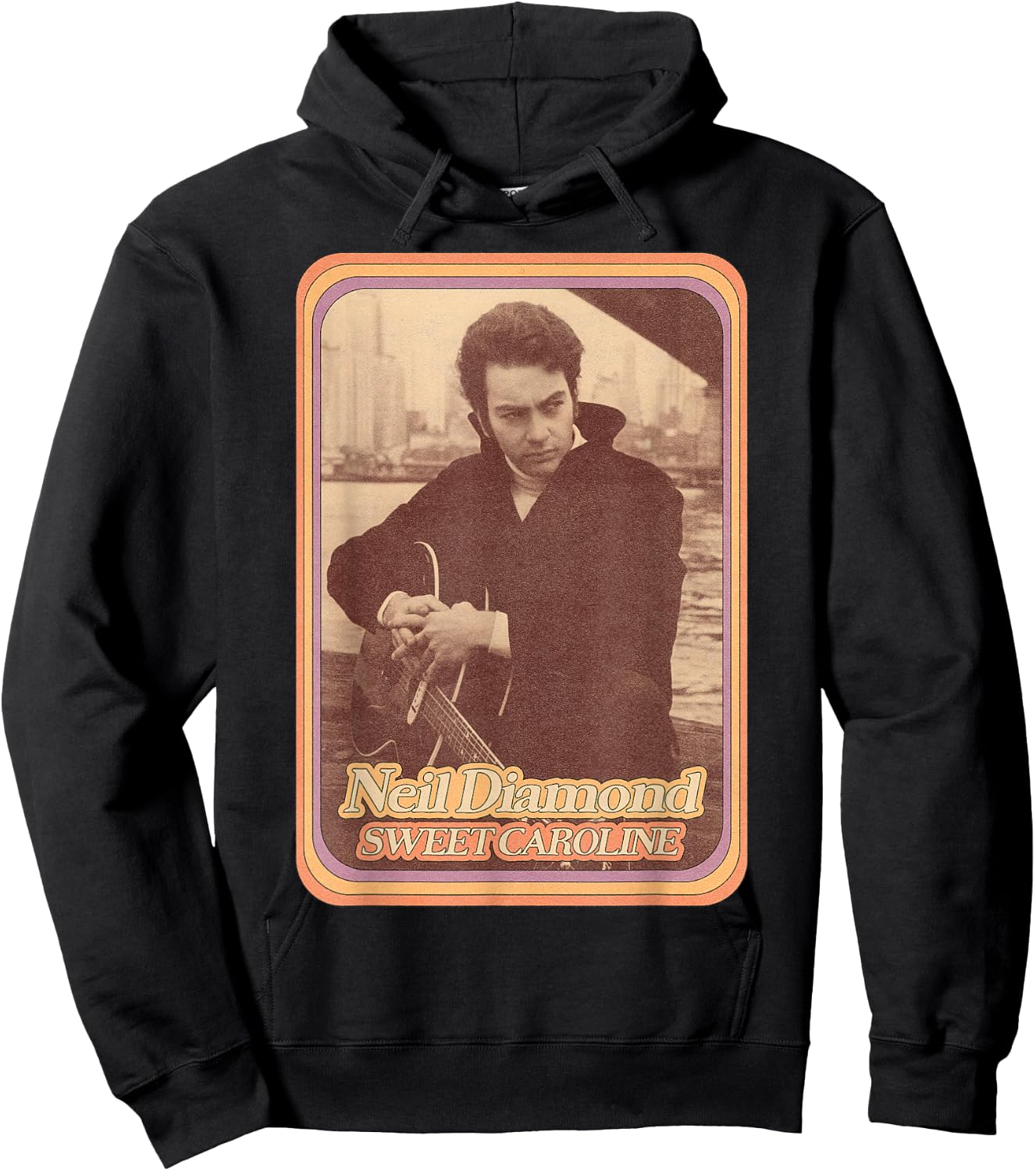 Official Neil Diamond Guitar Photo Hoodie - Hoodie | Black