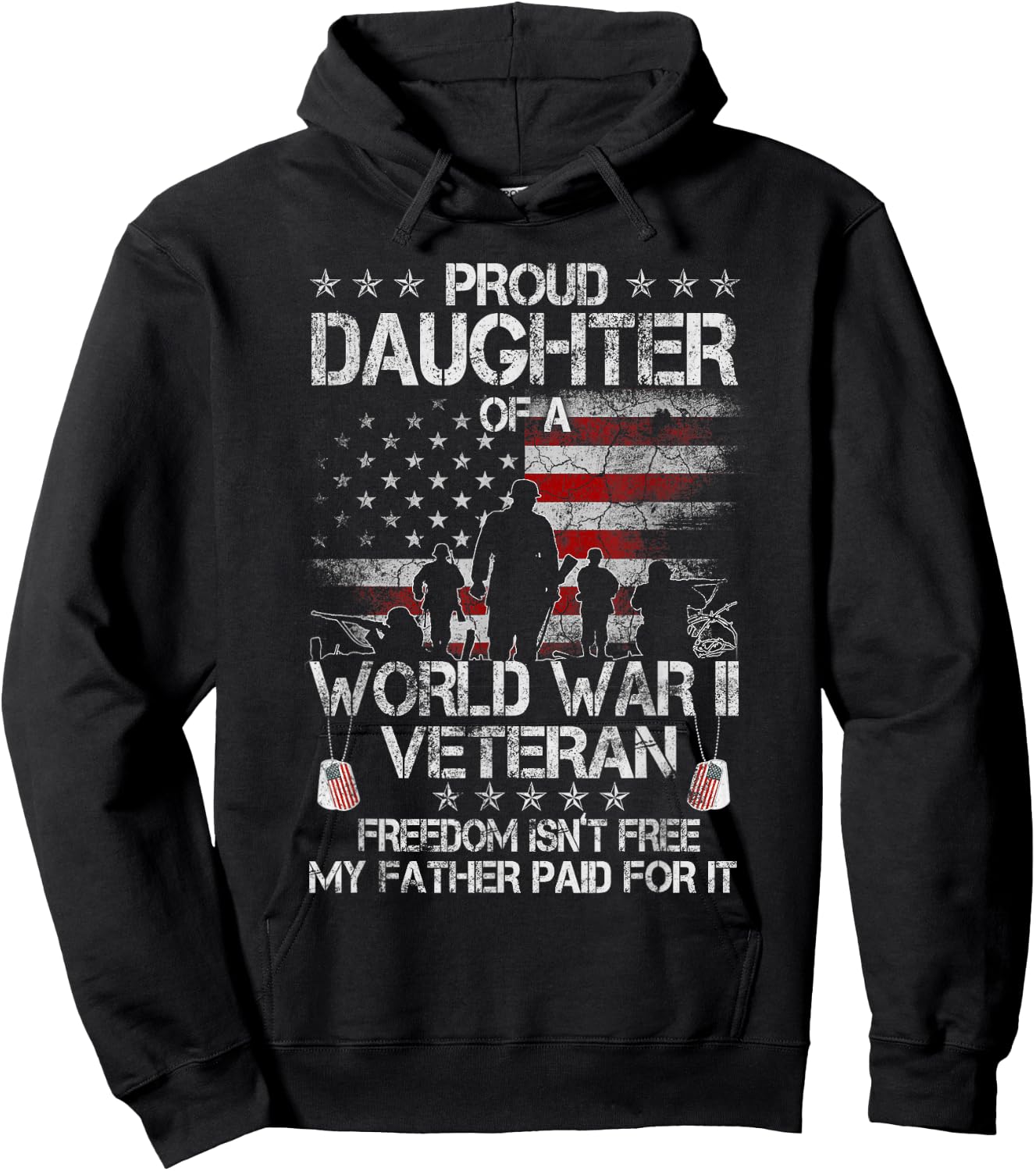 Proud Daughter of a WWII Veteran Veteran WW 2 Military Hoodie - Hoodie | Black