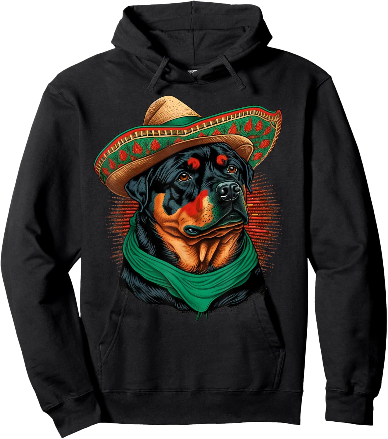 Mexico Cinco de Mayo Sombrero Mexican Rottweiler Hoodie - Hoodie | Black