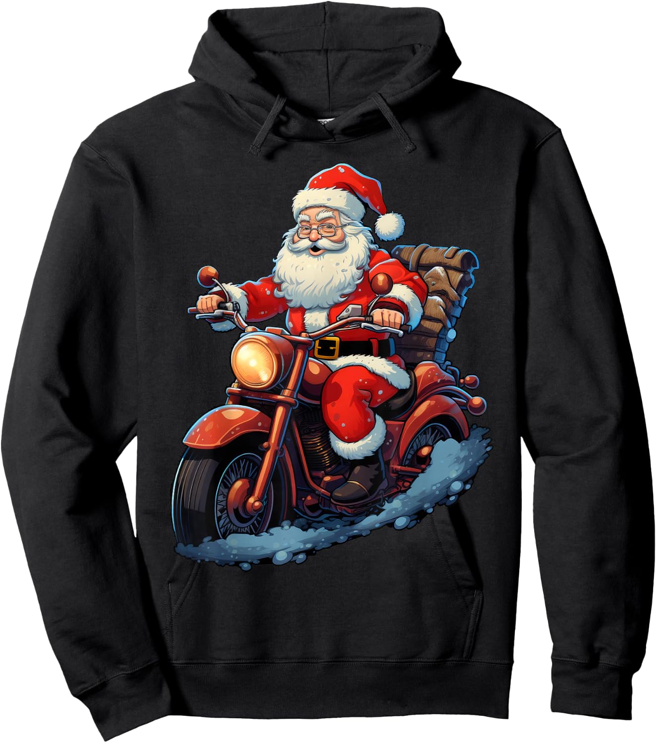 Santa Claus Riding Motorcycle Biking Funny Xmas Party Hoodie - Hoodie | Black