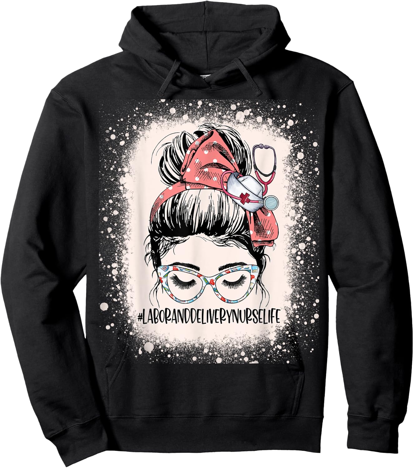 Messy Bun Labor & Delivery Nurse Life ICU L&D Nurse Hoodie - Hoodie | Black