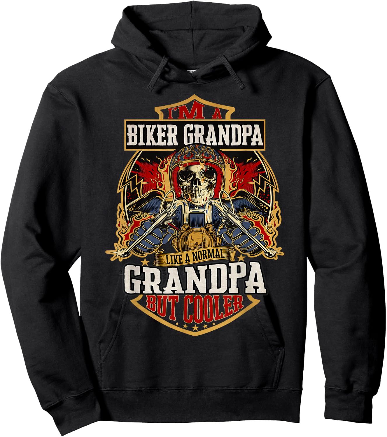 Biker Grandpa Like a Normal Grandpa But Cooler Father's Day Hoodie - Hoodie | Black