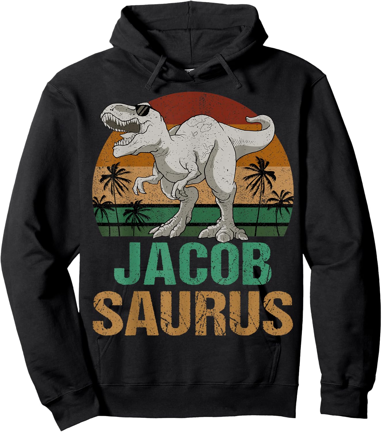 Jacob Saurus Dinosaur T Rex First Name Personalized Hoodie - Hoodie | Black