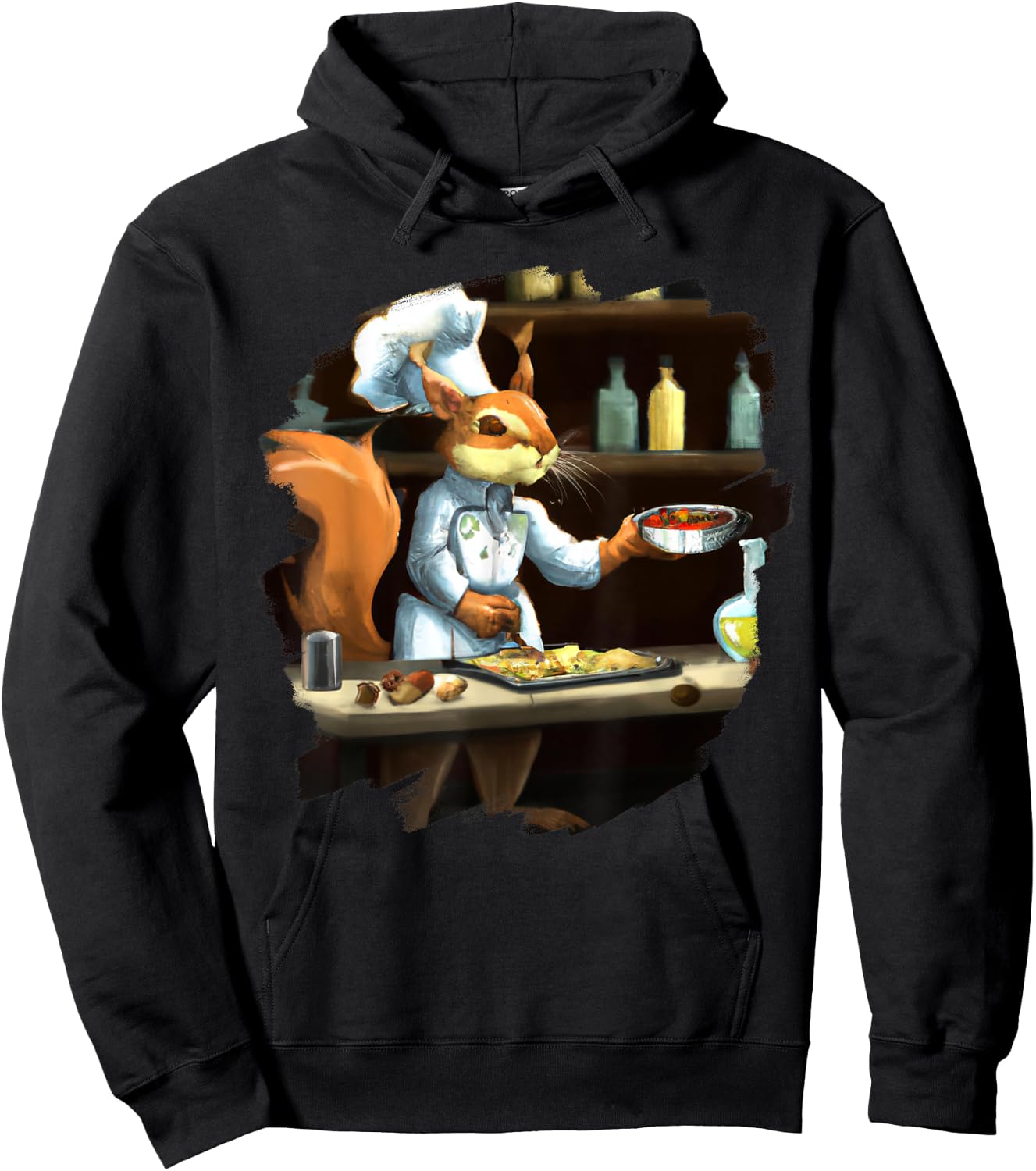 Funny Cute Squirrel Chef Cooking Food Squirrel Hoodie - Hoodie | Black