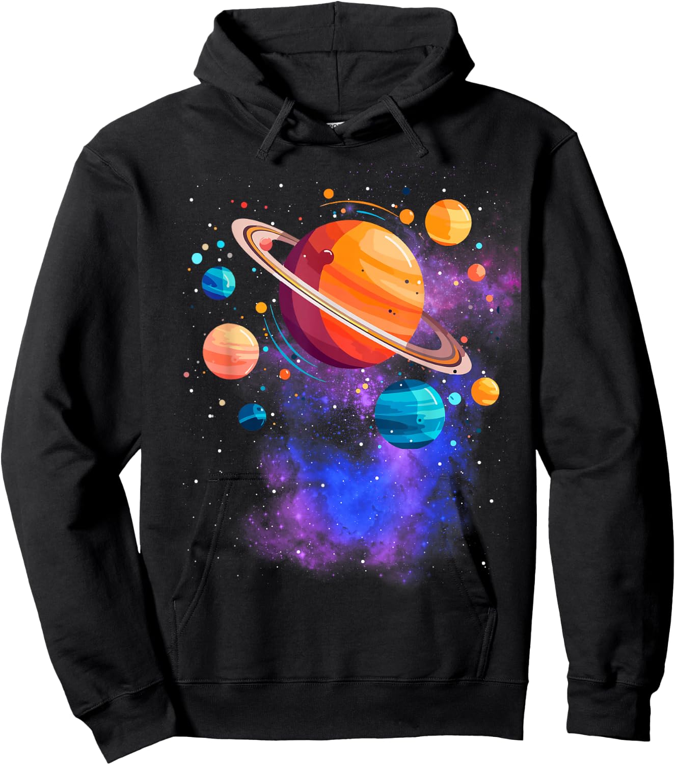 Space Planets Stars Galaxy Hoodie - Hoodie | Black