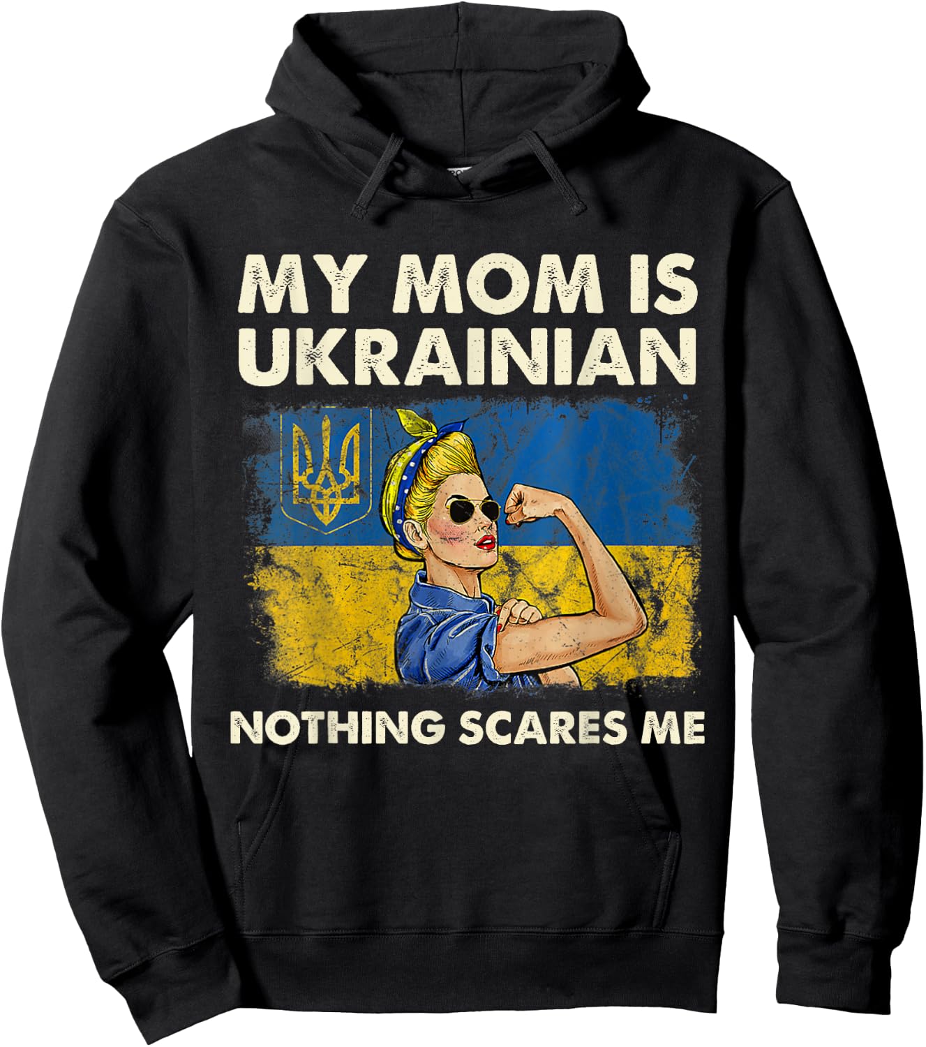 My Mom Is Ukrainian Ukraine Pride Flag Proud of Ukrainian Hoodie - Hoodie | Black