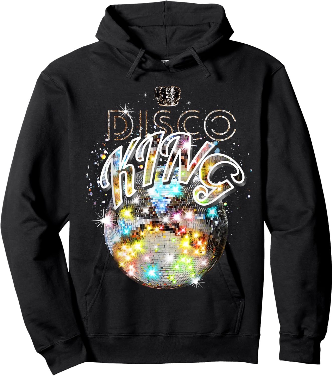 Disco Ball Disco King, 70s Retro Vintage Dancing Hoodie - Hoodie | Black