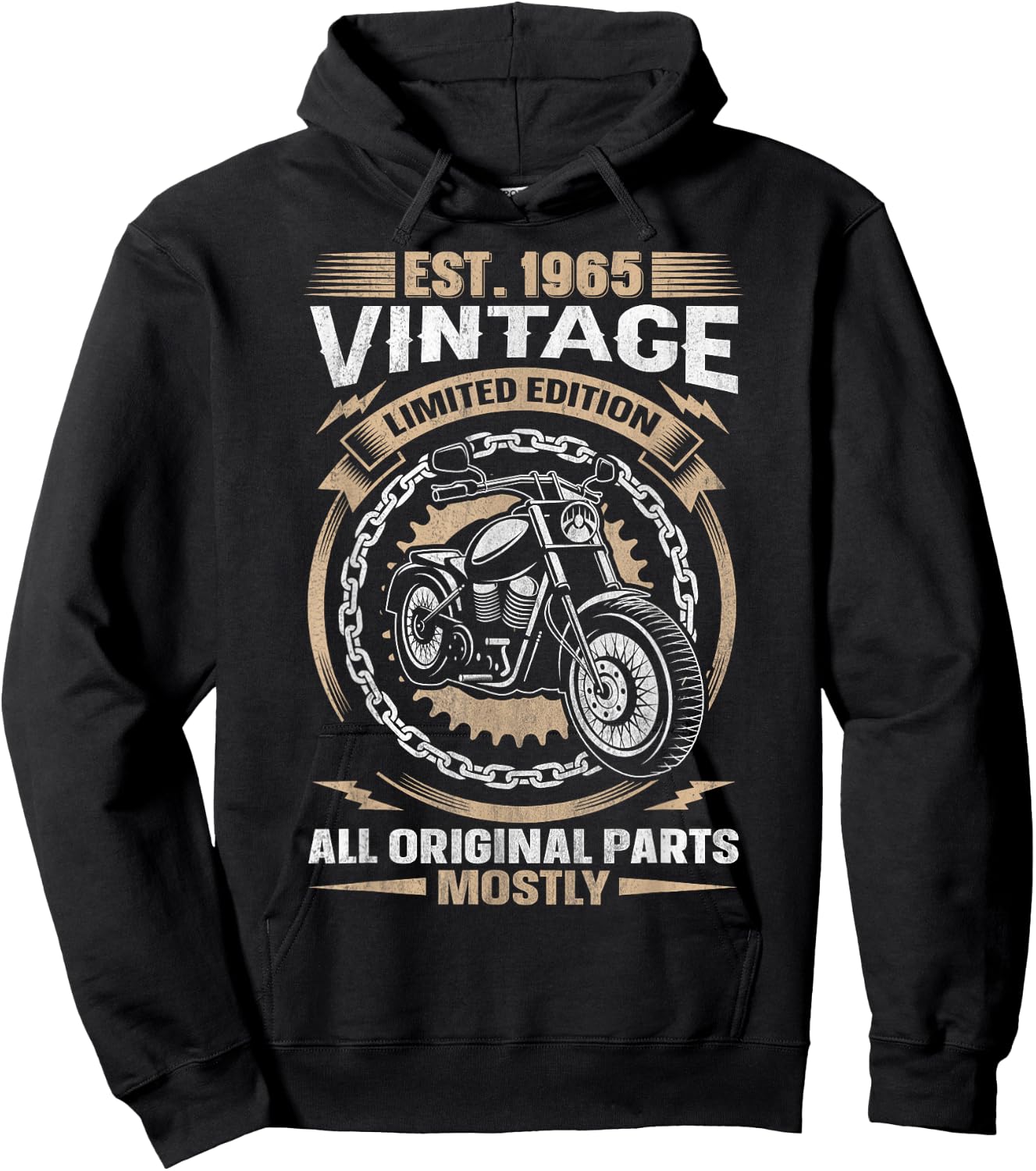 Est 1965 Vintage All Original Parts Motorcycle 59th Birthday Hoodie - Hoodie | Black