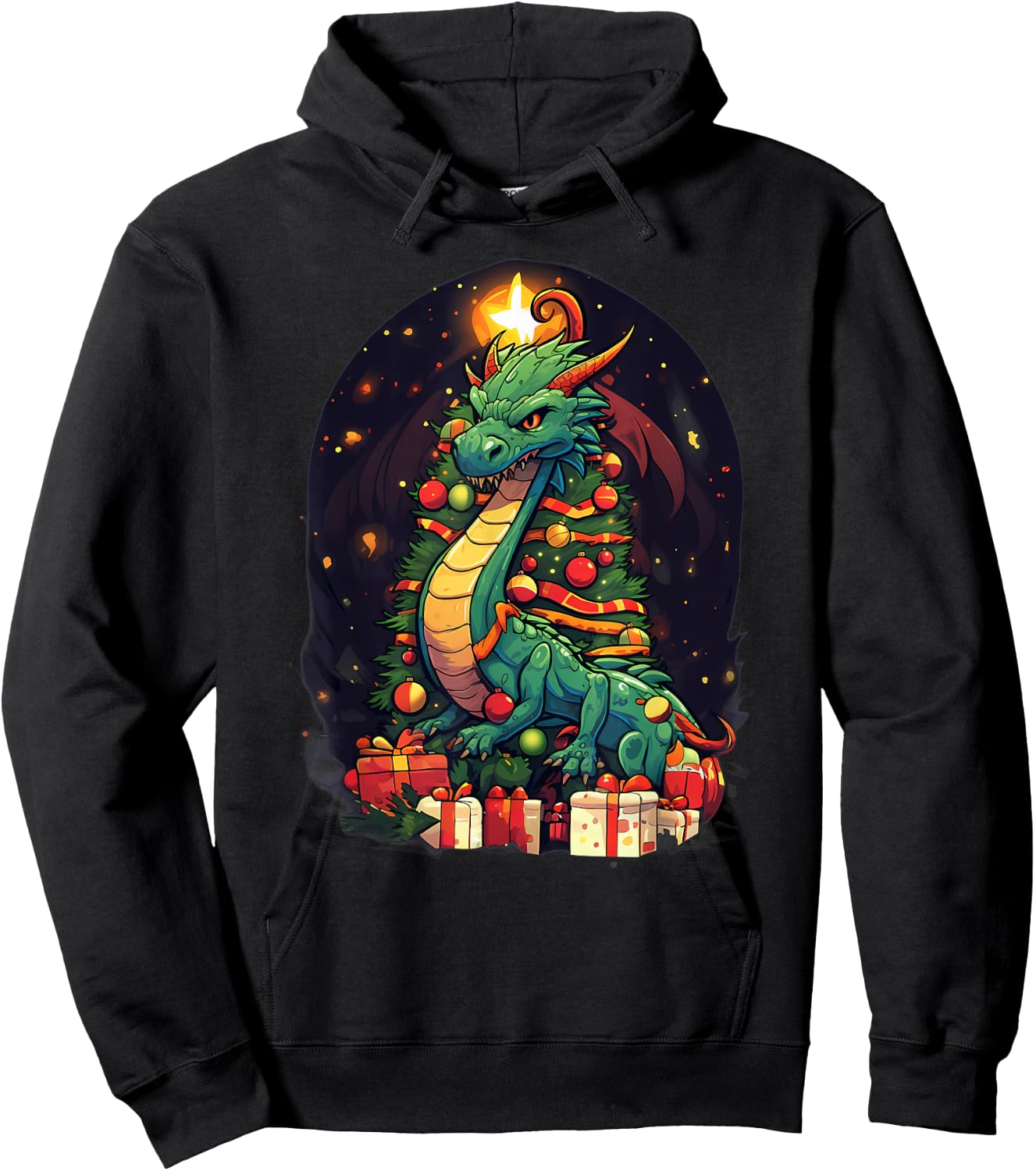 Xmas Dragon Pile Up Christmas Tree Hoodie - Hoodie | Black