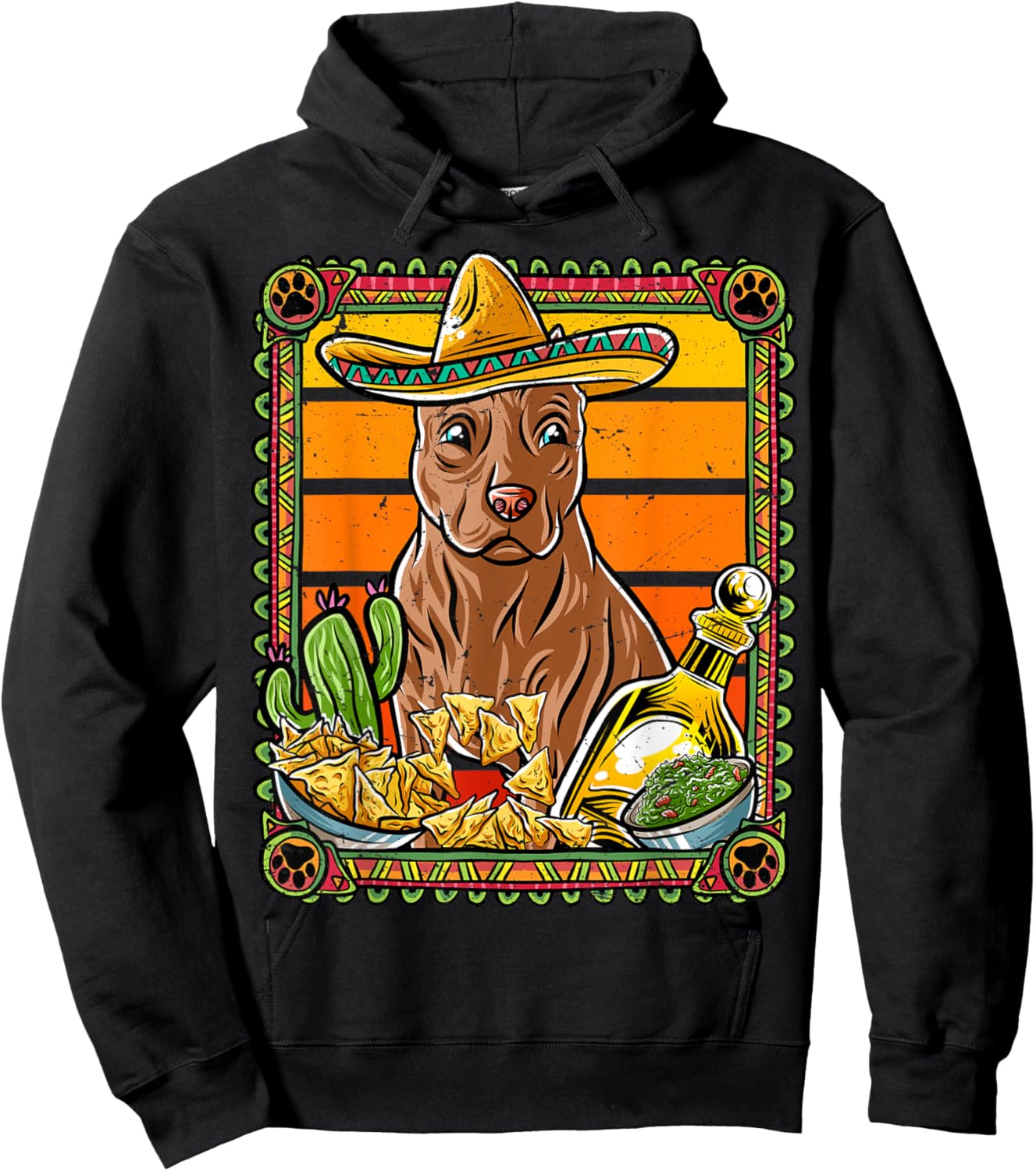 Pitbull Pittie Cinco De Mayo Mexican Sombrero Dog Nacho Hoodie - Hoodie | Black