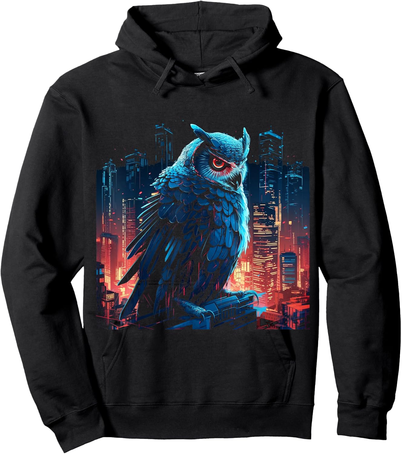 Owl Artwork - Animal Fantasy City Architecture Art Owl Hoodie - Hoodie | Black