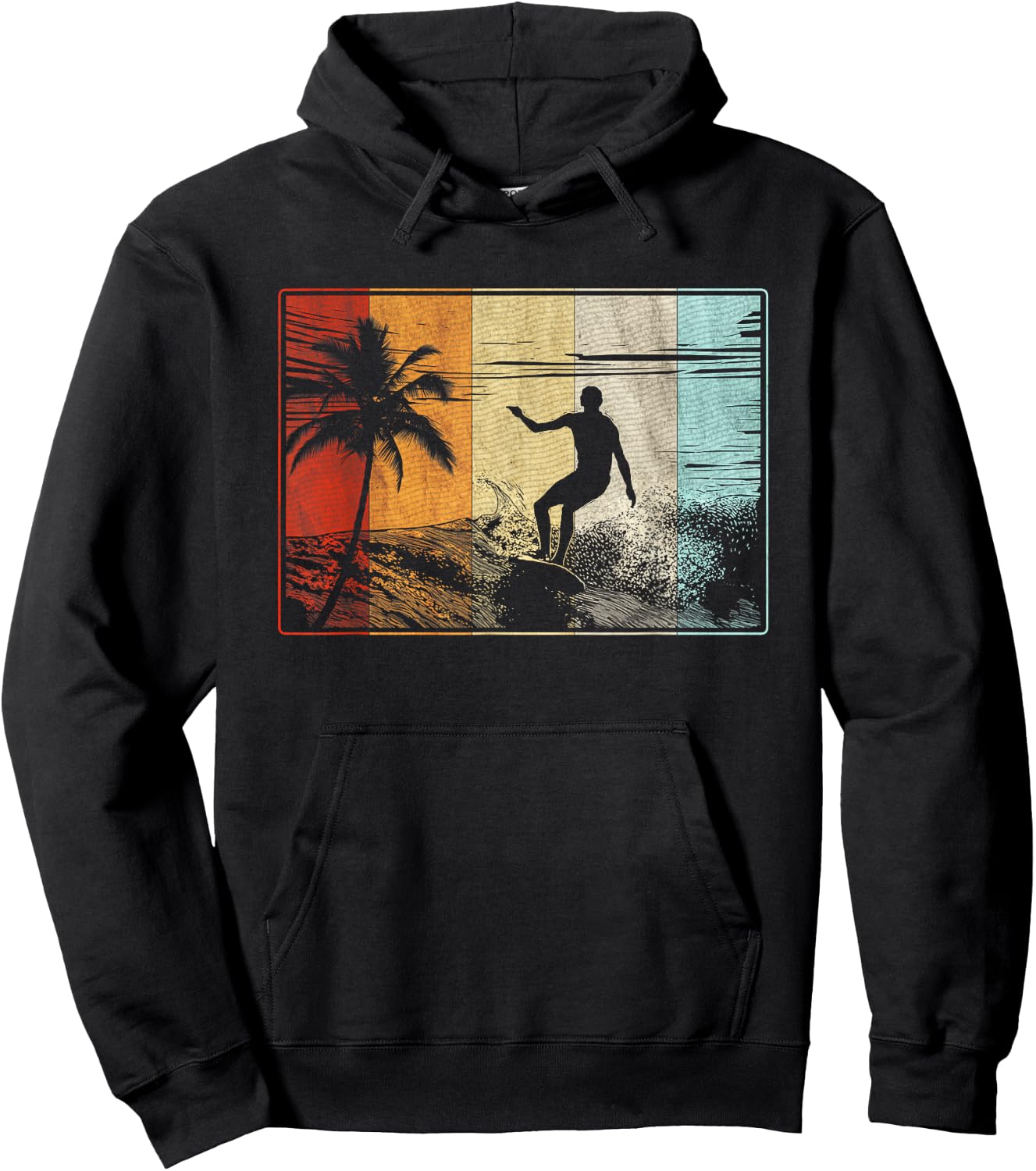Beach Surfing Surfboard Vintage Retro Surfboarder Surfer Hoodie - Hoodie | Black