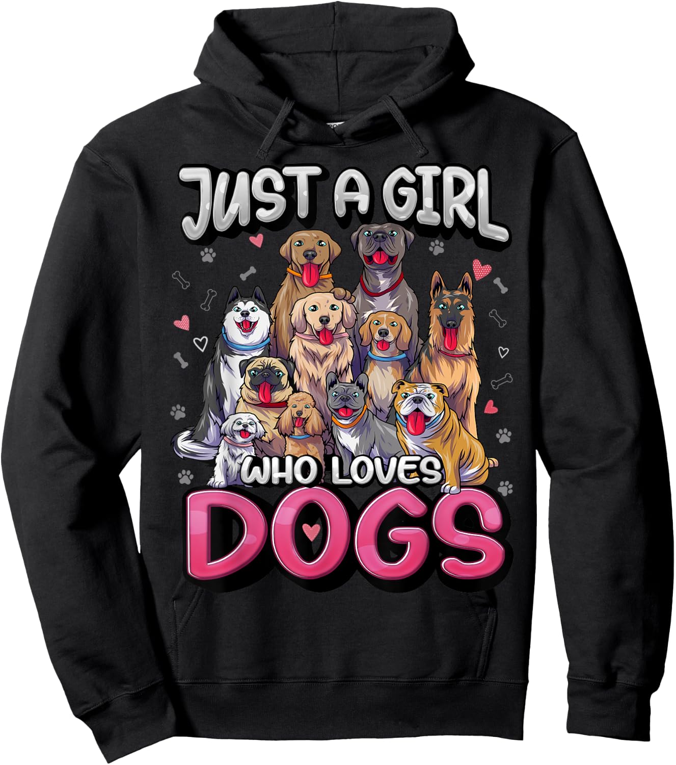 Just A Girl Who Loves Dogs Shirt Funny Puppy Dog Lover Girls Hoodie - Hoodie | Black