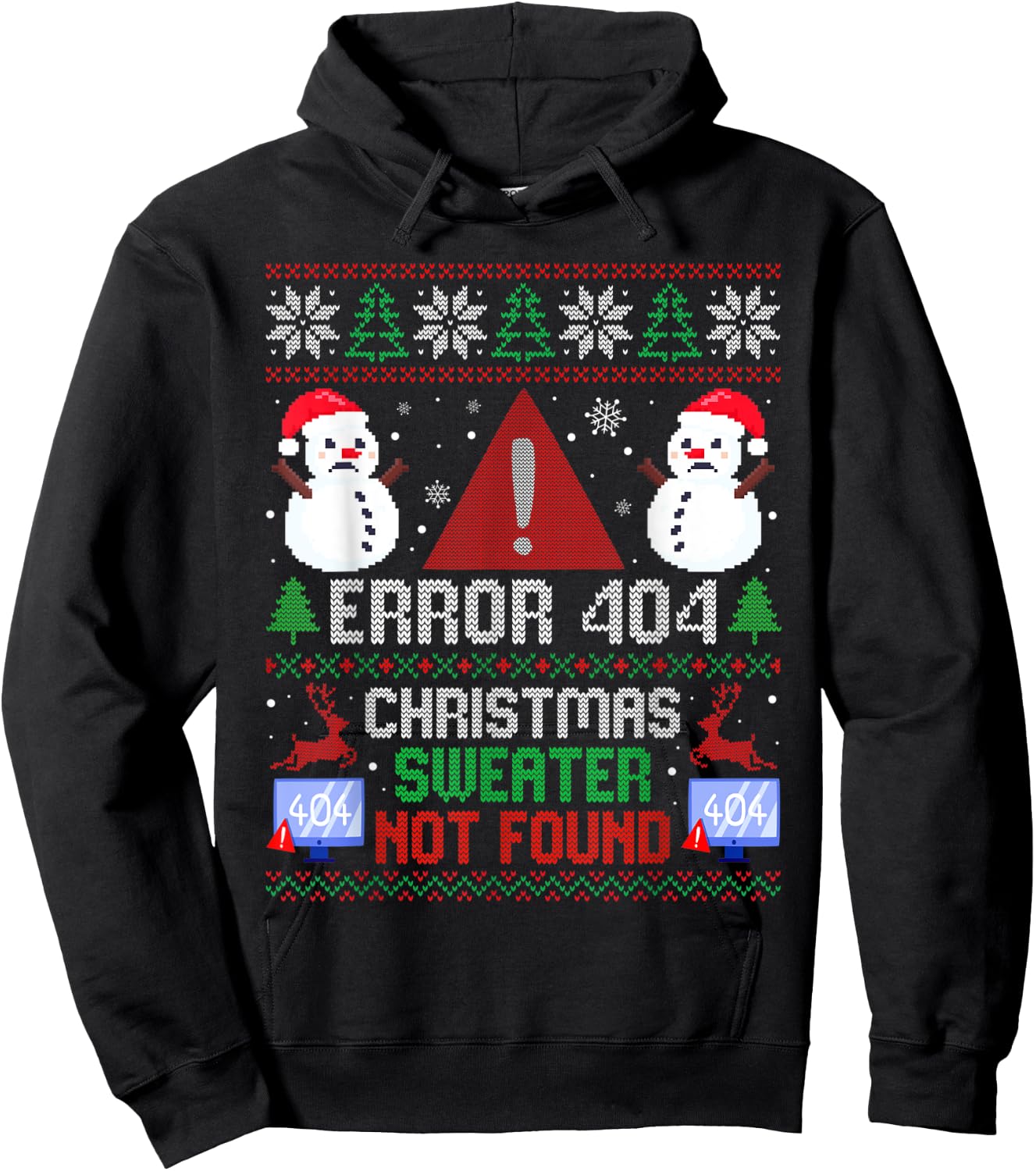 Error 404 Funny Ugly Christmas Sweater Xmas Not Found Hoodie - Hoodie | Black