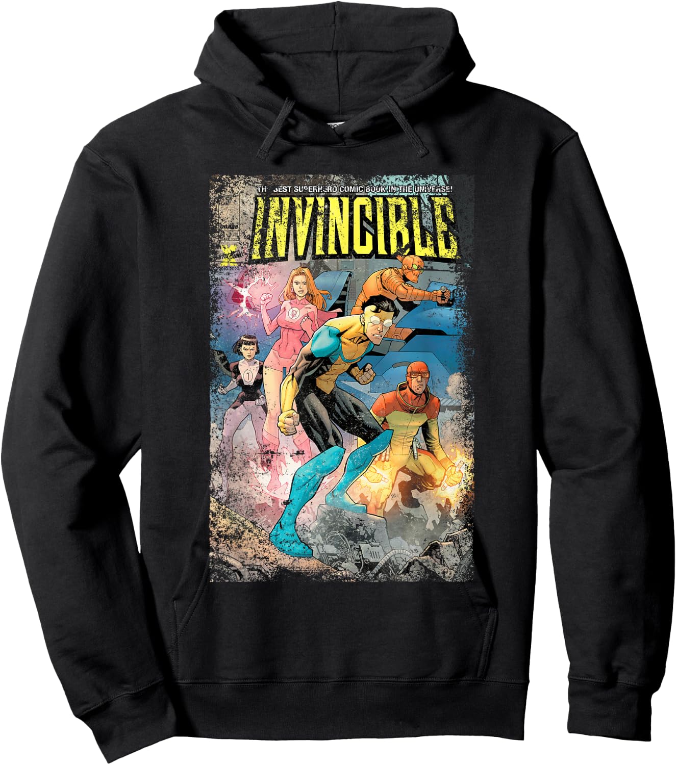 Invincible Distressed Cover - Teen Team Hoodie - Hoodie | Black
