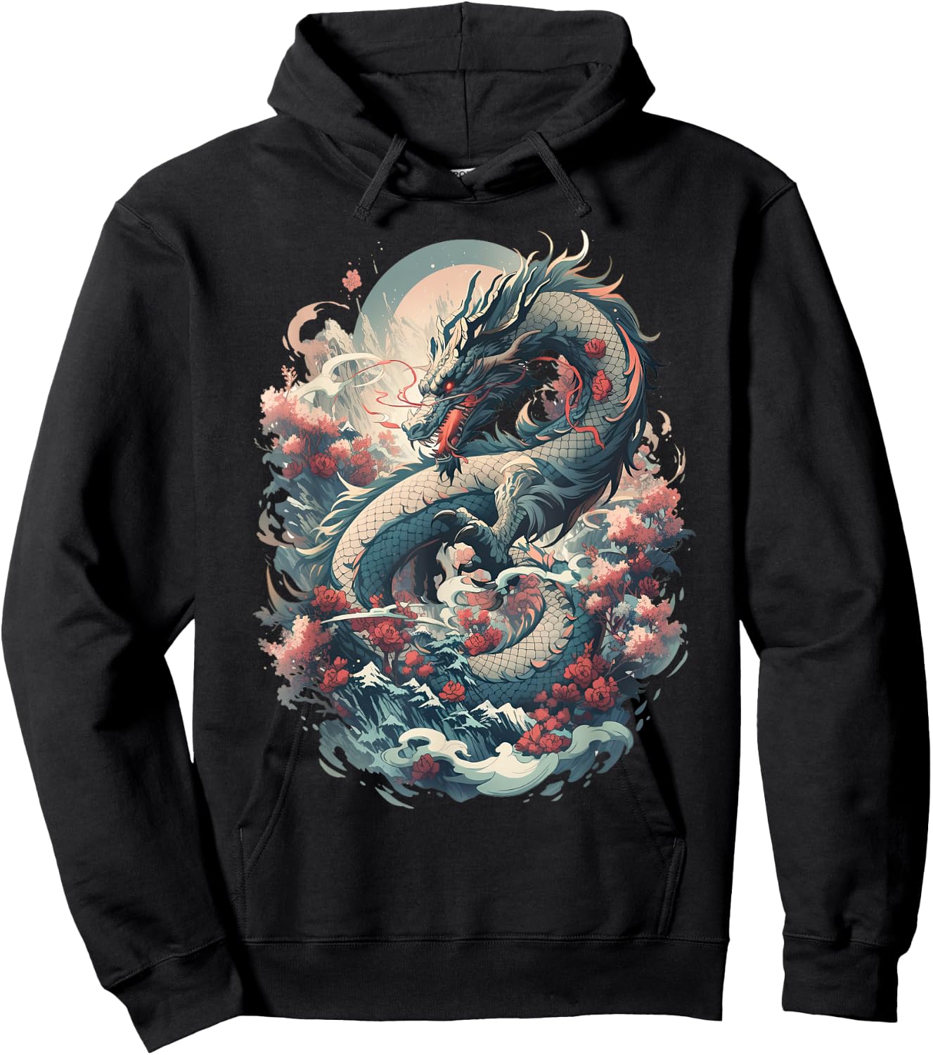 Japanese Aesthetic Dragon japanese art Japan Tattoo Hoodie - Hoodie | Black
